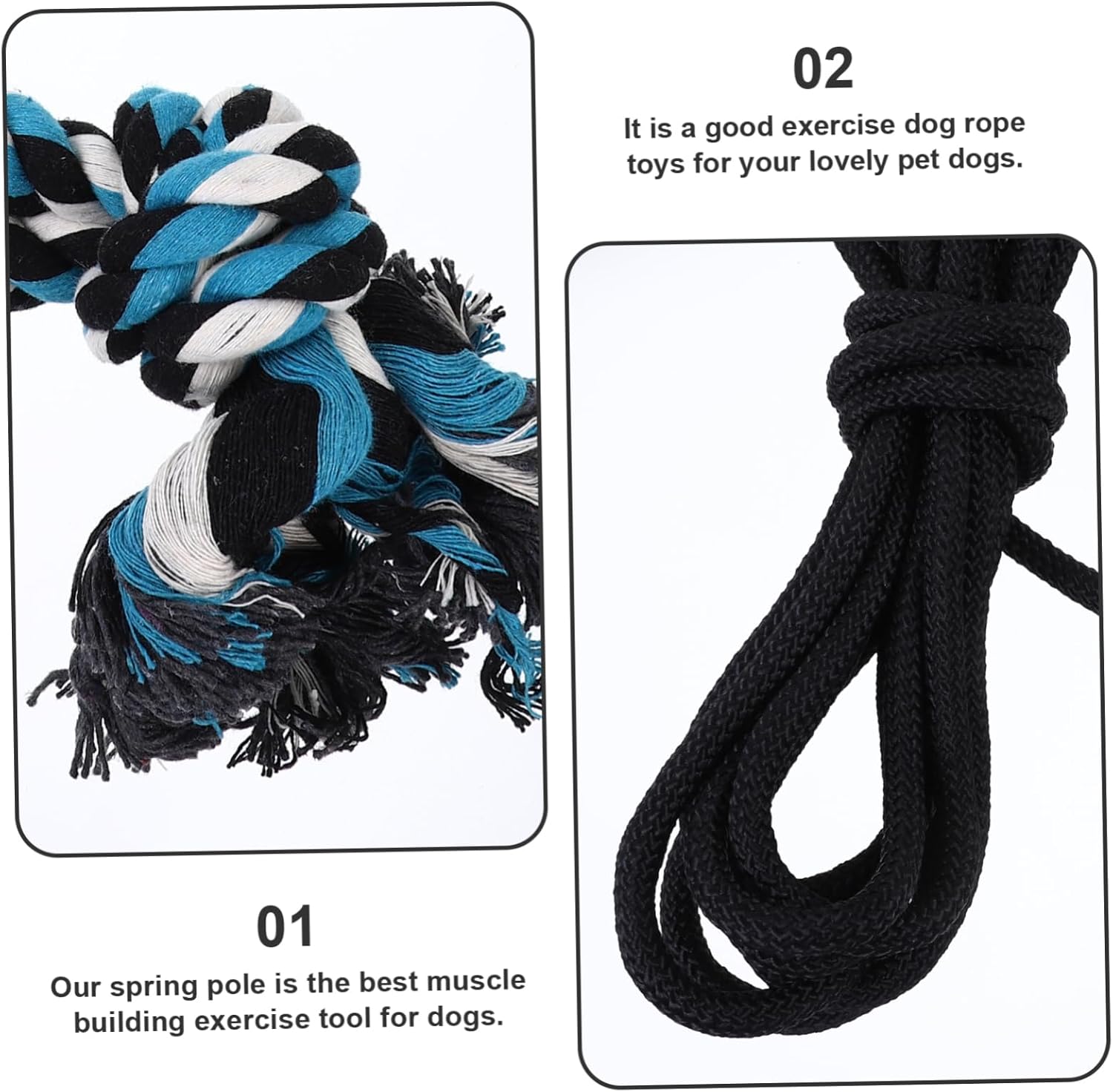 POPETPOP Stainless Steel Spring Pole Dog Toy Outdoor Dog Rope Chasing Game 5m Sturdy Rope Pet Exercise Toy