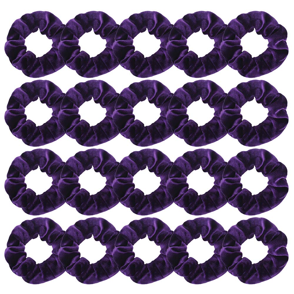Didder 20 Pcs Hair Scrunchies Velvet Elastics Scrunchy Hair Ties Dark purple Soft Scrunchie Bobbles Ropes Scrunchie Solid color Hair Bands for Women Girls