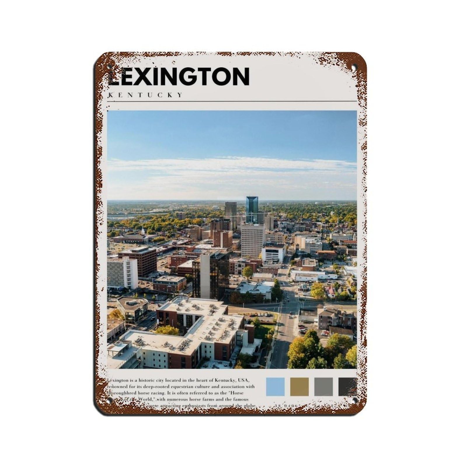 Lexington Kentucky Poster Kentucky Art Retro Poster Metal Tin Sign Chic Art Retro Iron Painting Bar People Cave Cafe Family Garage Poster Wall Decoration 12x16inch(30x40cm)