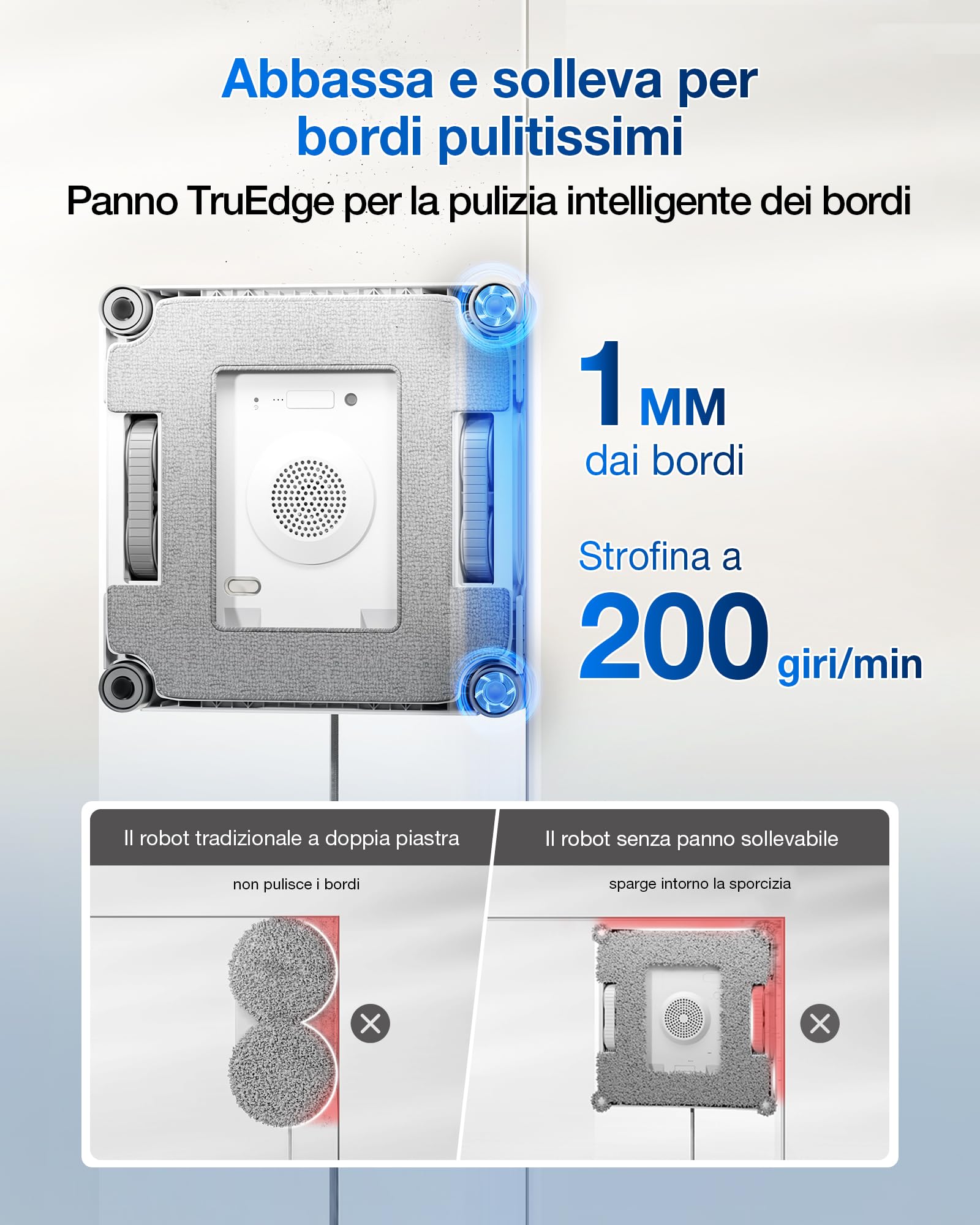 ECOVACS WINBOT W2S OMNI Robot Lavavetri con Stazione Multifunzione, Pulizia Intelligente da Bordo a Bordo con TruEdge™, Ricarica Durante l'uso, Nebulizzazione a 3 Ugelli, Protezione a 12 Livelli