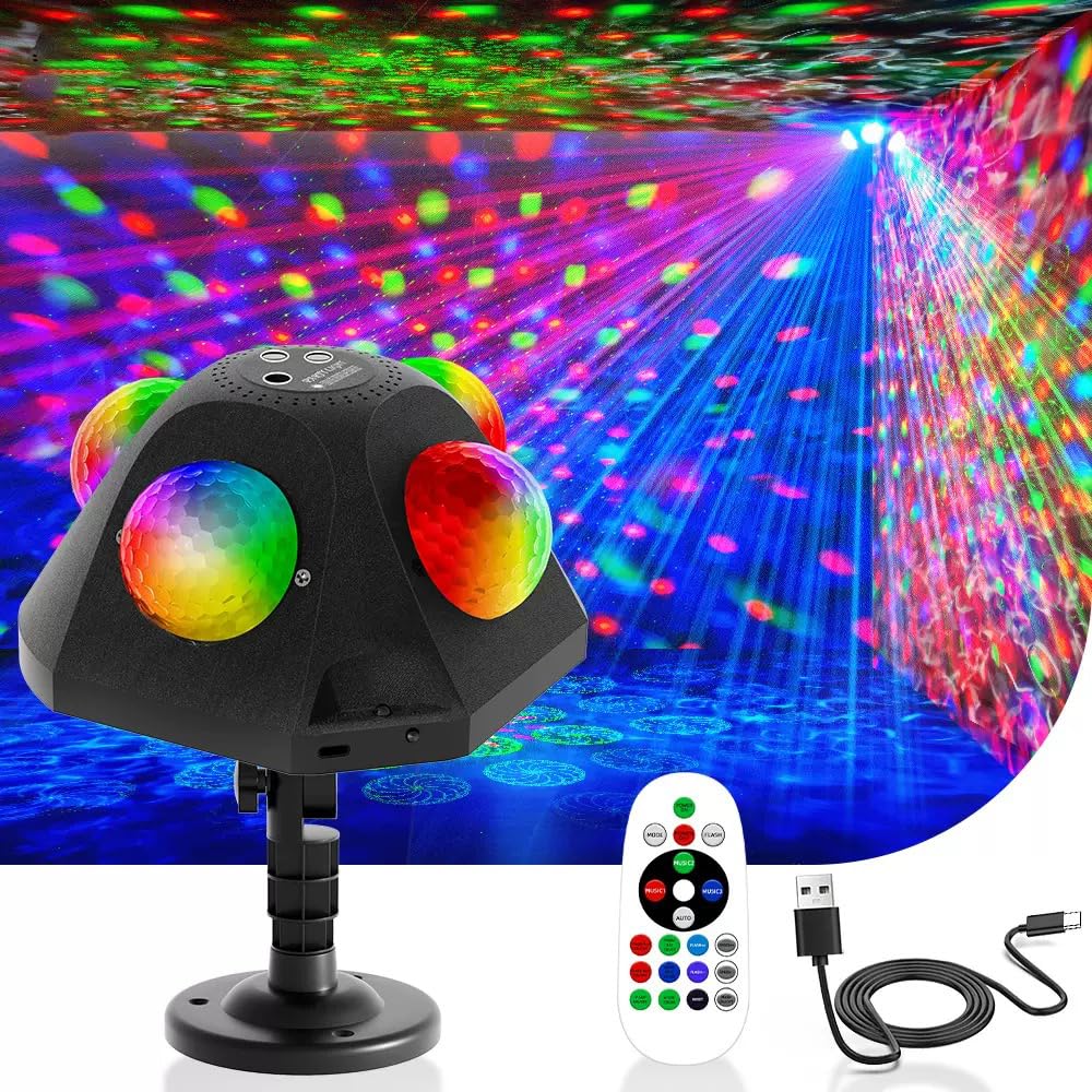 DJ Partylichter4 Discokugeln Discolichter PartylichterDisco Lights | Praktisches Partylicht für viele Anlässe: Geeignet für Tanzfeiern zu Hause, Clubs, KTV, Geburtstag, Weihnachten und Halloween