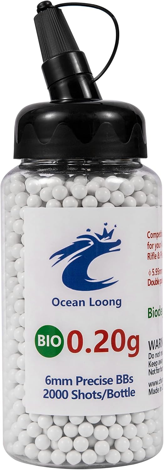 Airsoft BBS 0.20g 6mm Biodegradable BBS 2000+1000 Rounds with an resealable Plastic Bottle& an Easy-Pour spout,White AEG BBS : Sports & Outdoors