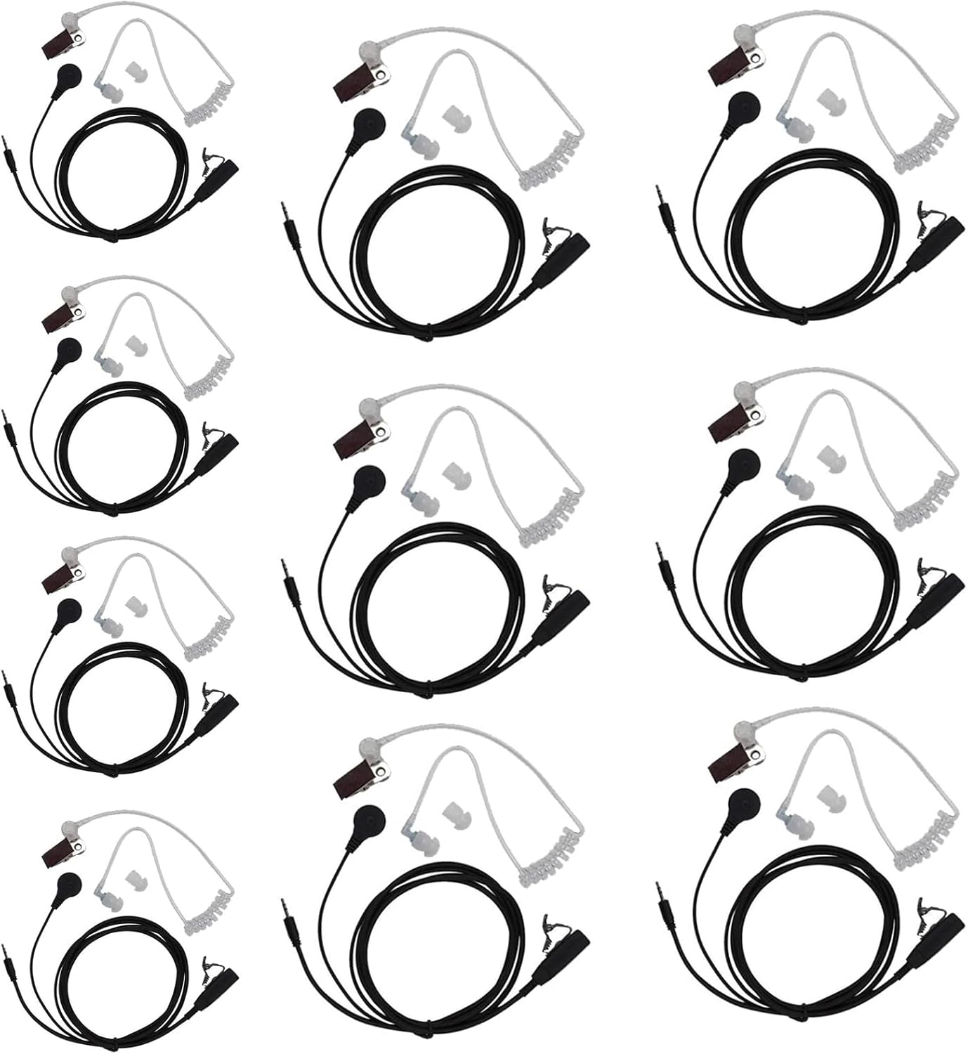 Walkie Talkie Headset 1 Pin Covert Acoustic Tube Earpiece with Mic Compatible with Cobra CXT195 CX112 ACXT1035r ACXT145 ACXT545 PX655 RX385 RX685 Two Way Radio Accessories 10 Pack
