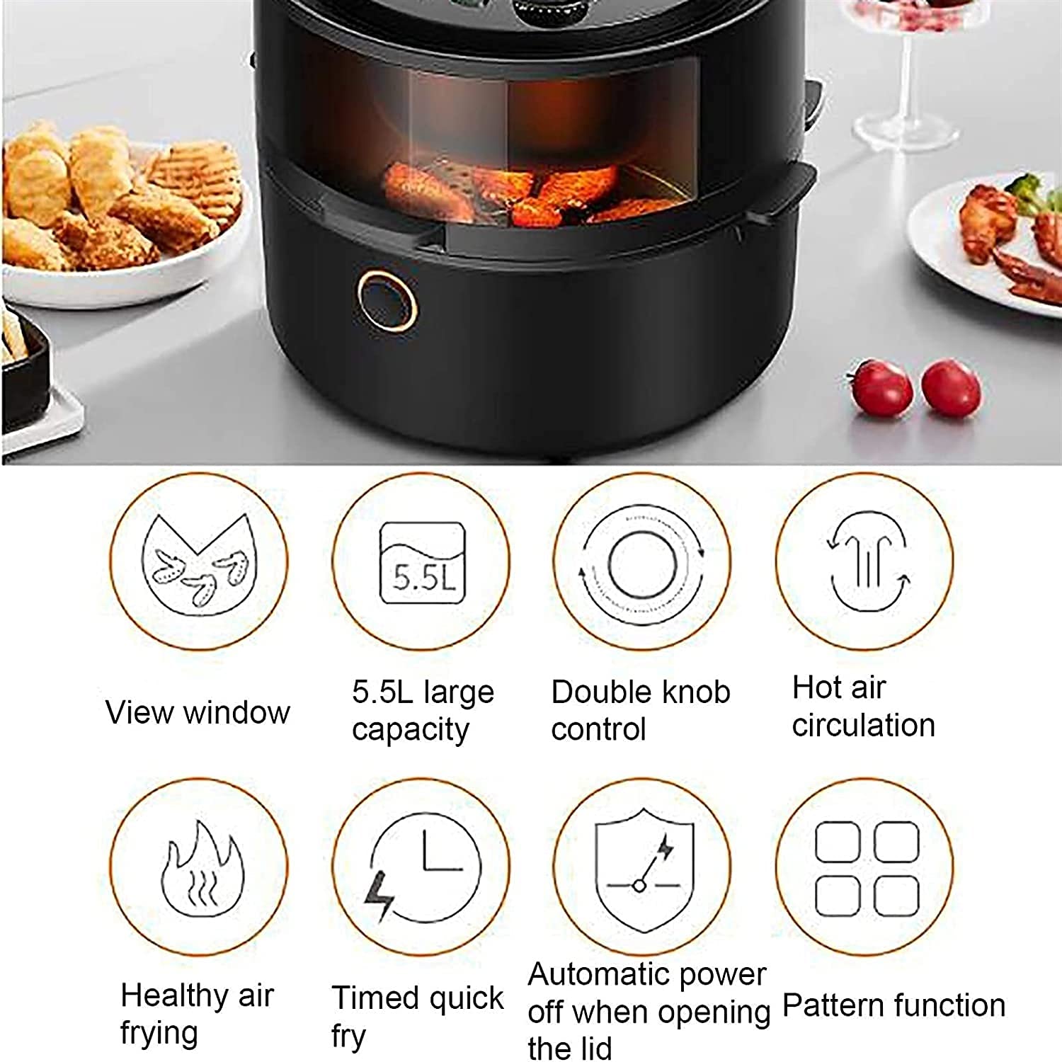 Friteuse d'air numérique de 5.8qt, cuisinière de déshydrateur pour Frire d'air, Cuisson, déshydrate, Ferment, rôtissage, rôtissoire