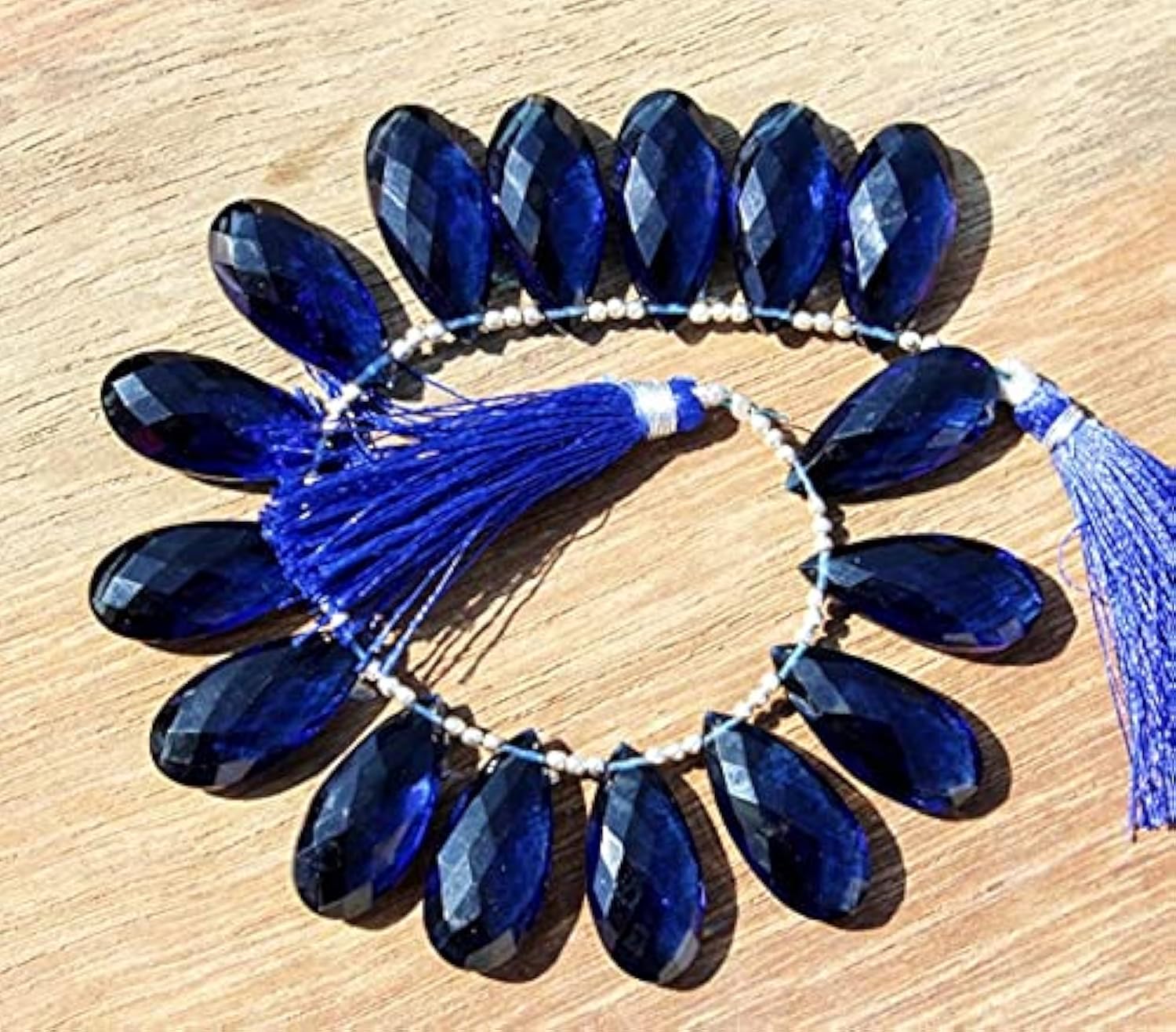 Quartz Bleu Facetté en Poire LKBEADS 24x12mm Perles Briolettes en Vrac