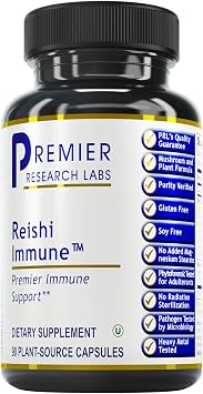 Premier Research Labs Reishi Immune Support Supplement- Reishi Mushroom Capsules, Organic Reishi Mushroom Extract for Women and Men, Contains Red Algae, Turmeric, Milk Thistle - 90 Pure Vegan Capsules