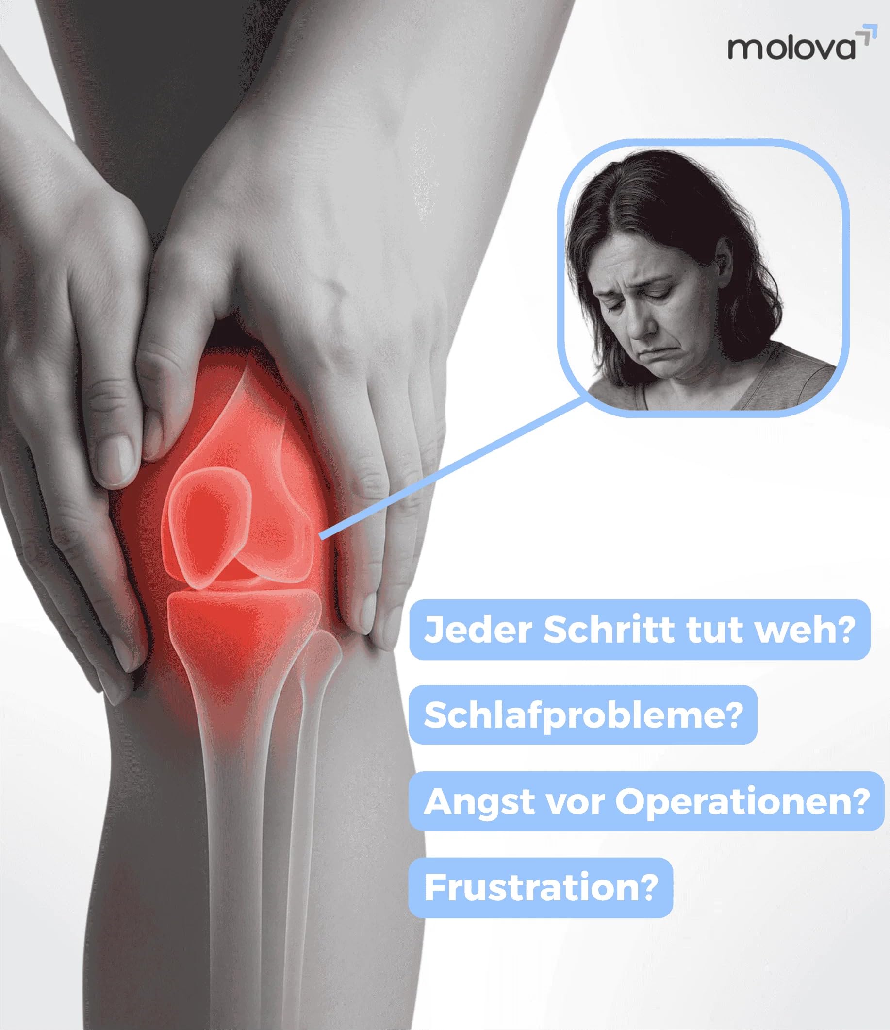 Molova MediWave Beheiztes Kniemassagegerät mit Vibration – Kniebandage für Entspannung und Schmerzlinderung, 3 Heizmodi für Knie, Ellenbogen und Schulter.