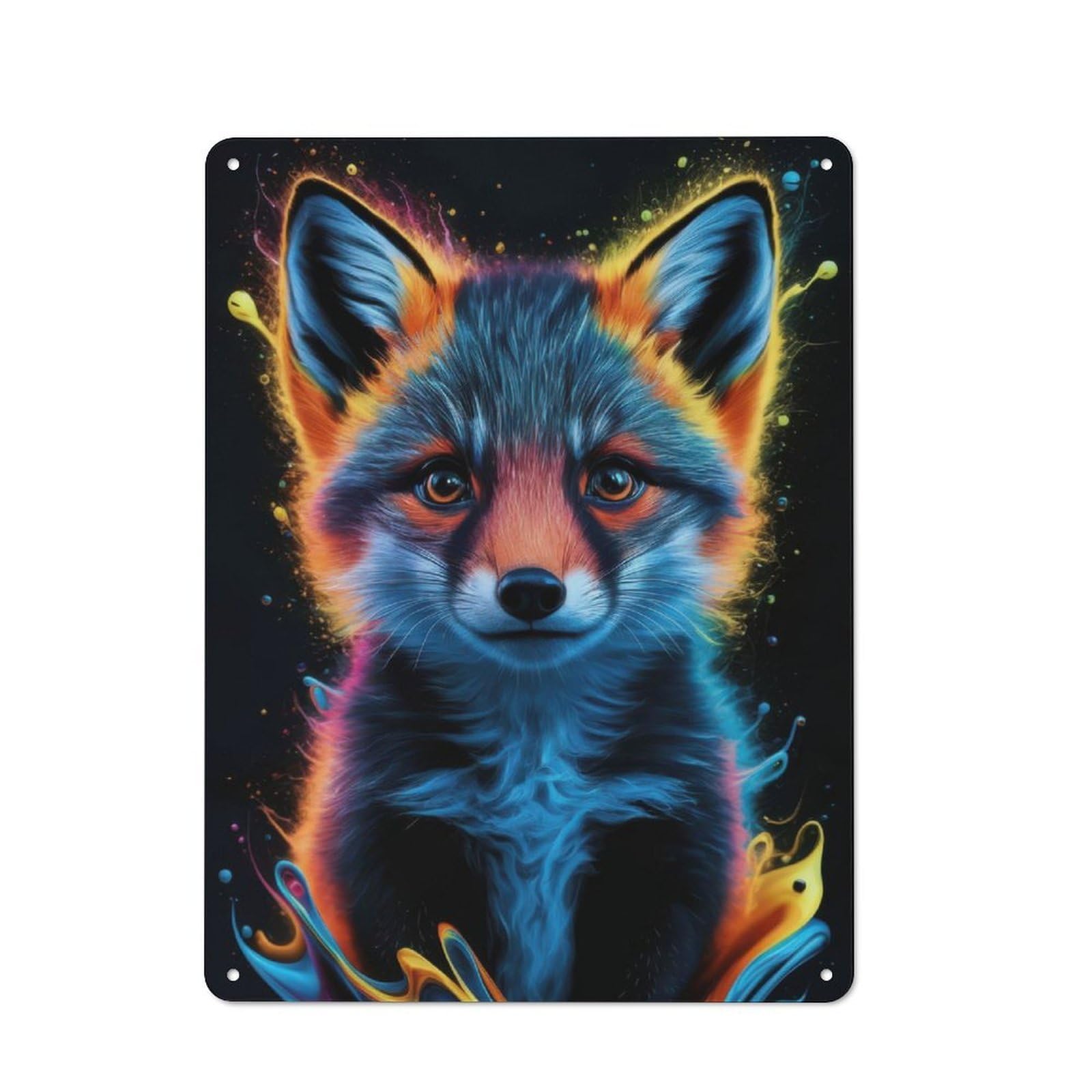 Junmoney Fox Baby Metal Sign 40X30cm With For Home Bar Wall, Rustic Decor, For Collectors Decorating Home Bars And Entertaining Spaces