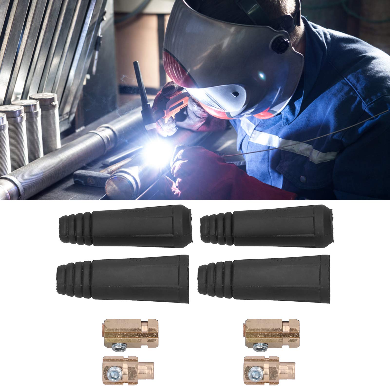 Welding Quick Coupler 200A Welding Cable Coupling Connector Rubber and Brass Socket Plug for 10 to 25mm² Cable DKJ10 25