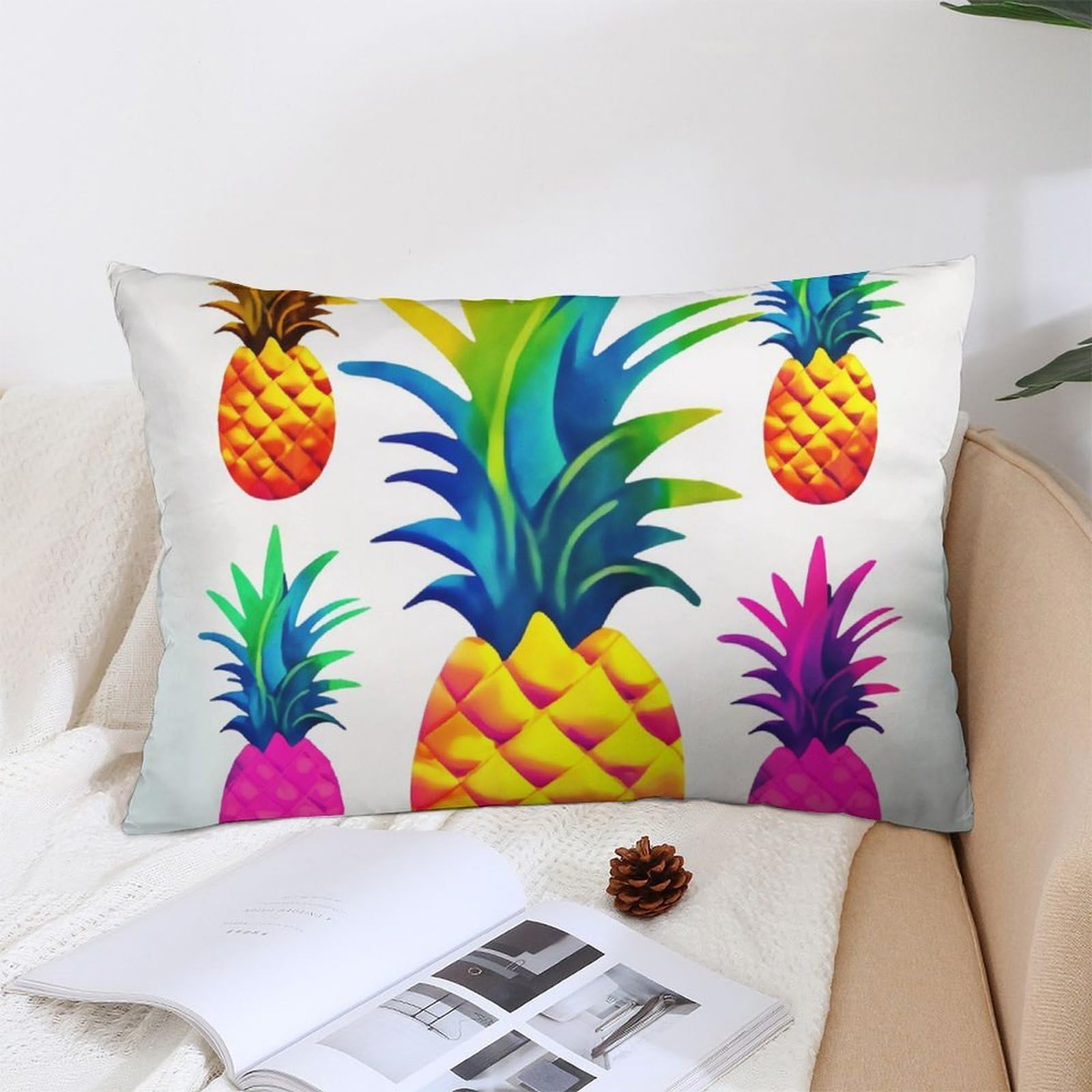 NTVOWPZO Decoration Throw Pillow Covers 12 "x20 Pillowcases Covers Colorful Pineapple Soft Pillowcases Modern Farmhouse Home Decor Sofa Cushions Covers for Couch Bed Living Room