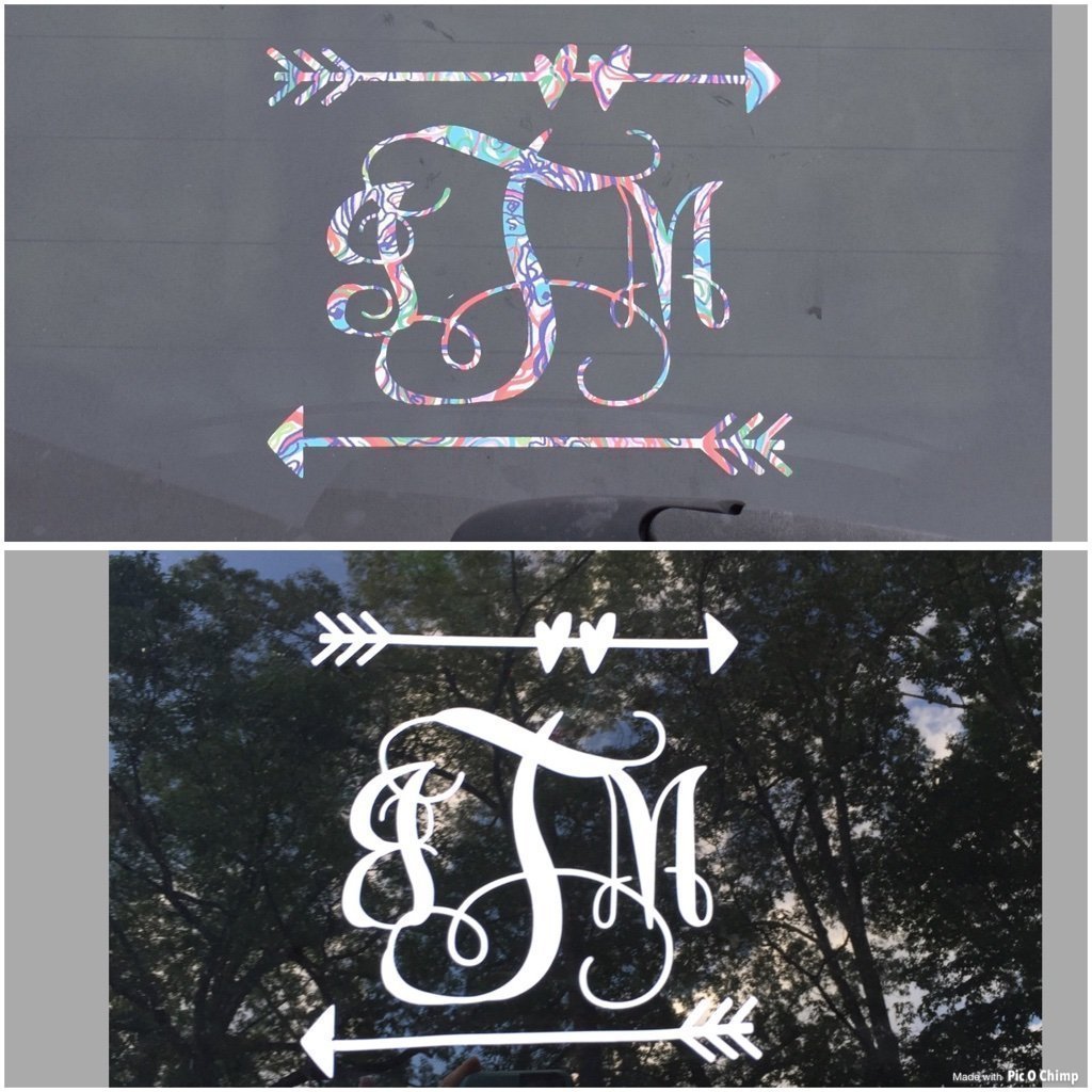 Personalized Vine with Arrows Car Monogram