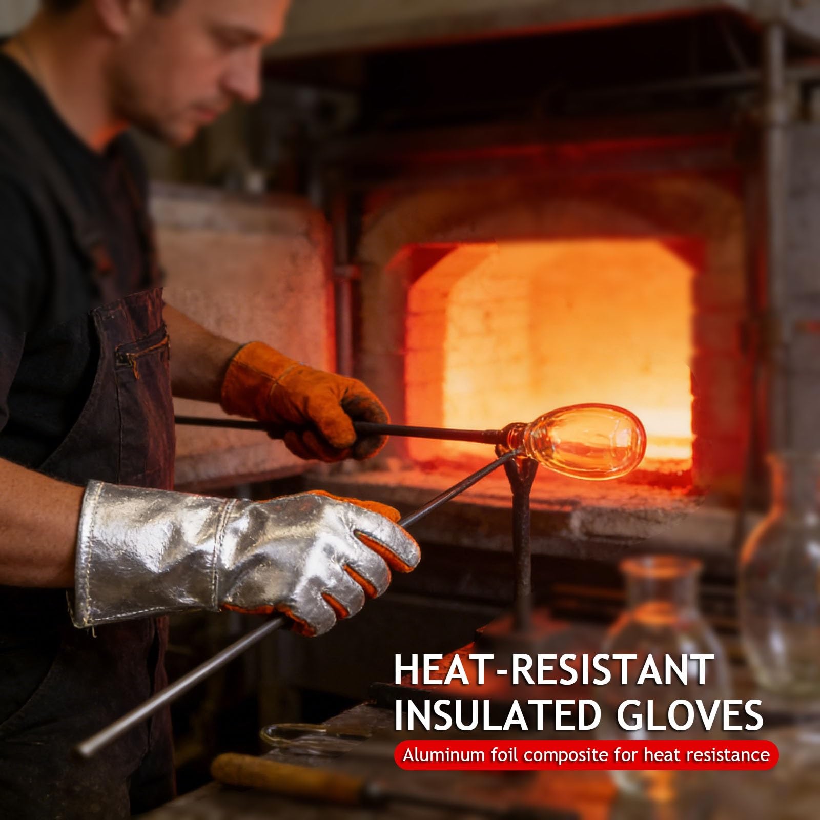 Gants de soudage, résistants à la chaleur et au feu, 500 °C, gants de barbecue pour griller, four, soudage par bâton, porte-pot, anti-épines pour travaux de cour