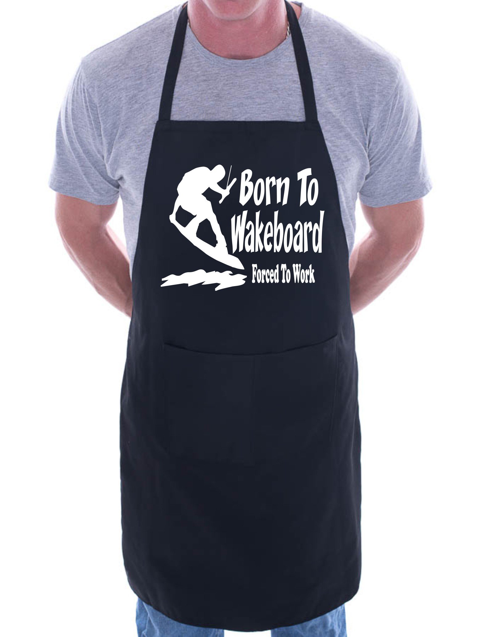 Print4U Born To Wakeboard Waterski BBQ Cooking Funny Novelty Apron Black