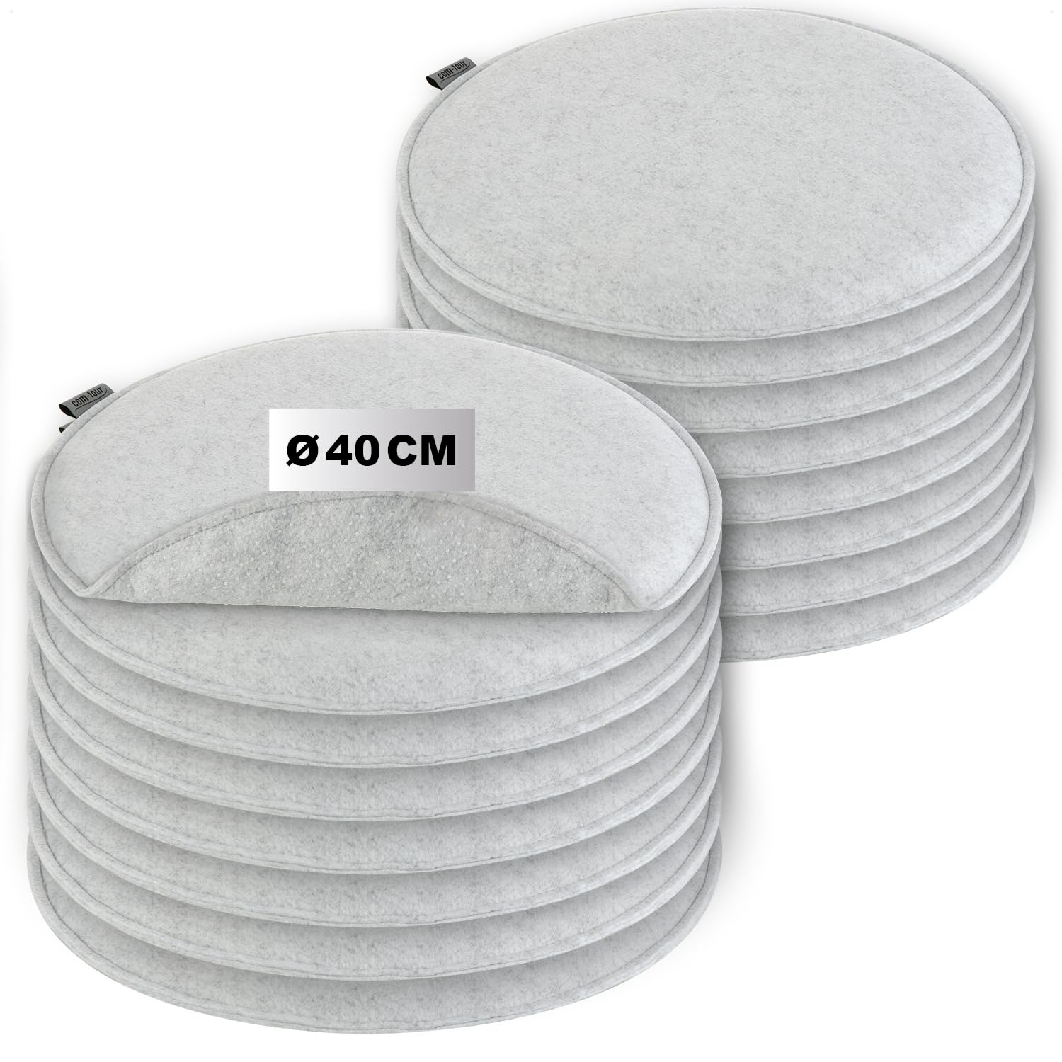 com-four® 16x Sitzkissen aus Filz Ø 40 cm, gepolstertes Stuhlkissen