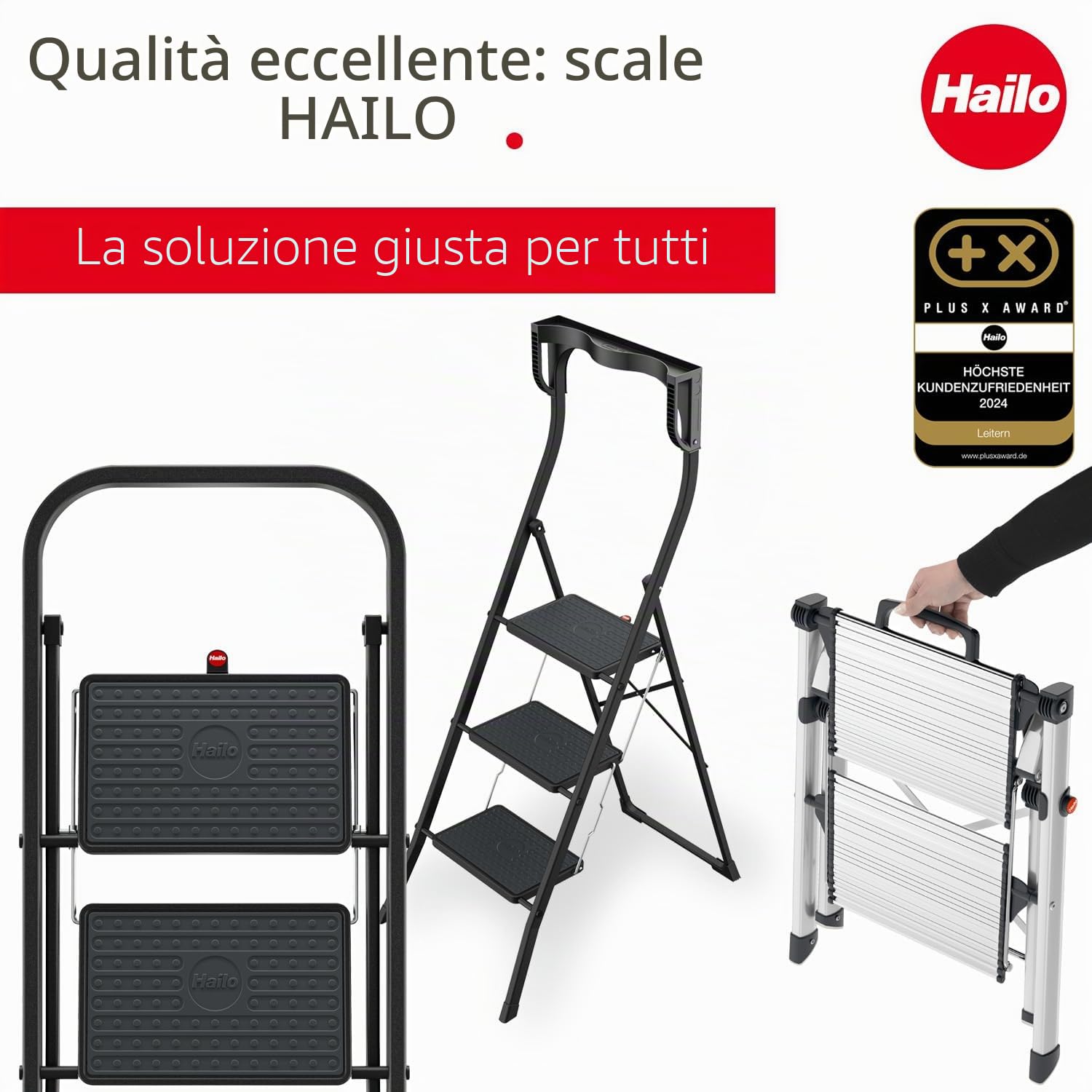 Hailo 4392-801 (L), Alluminio, Silver, 2 Stufen