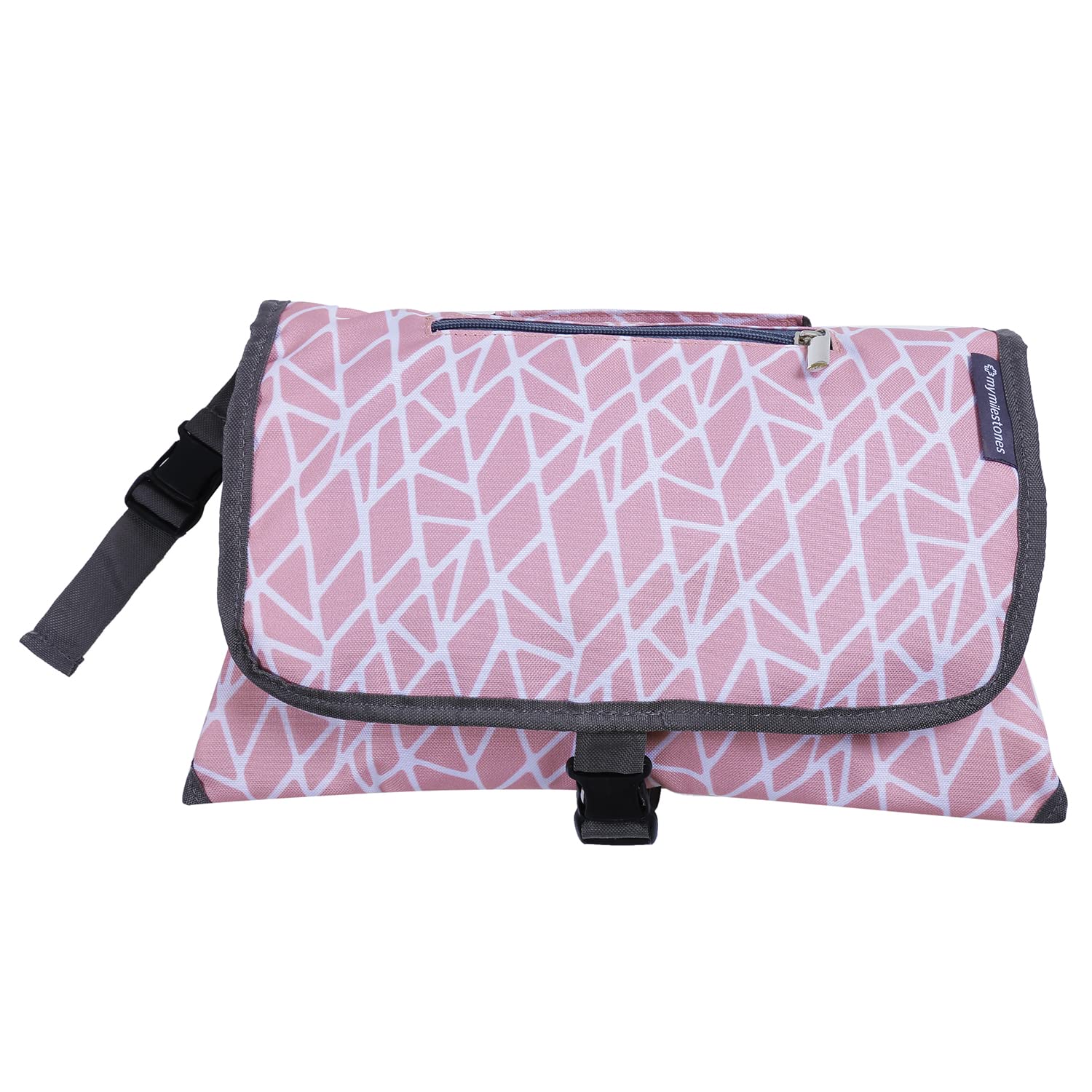 My Milestones Insta Baby Diaper Changing Pad/Changing System/Mini Diaper Bag/Mothers Bag- Peach Mosaic
