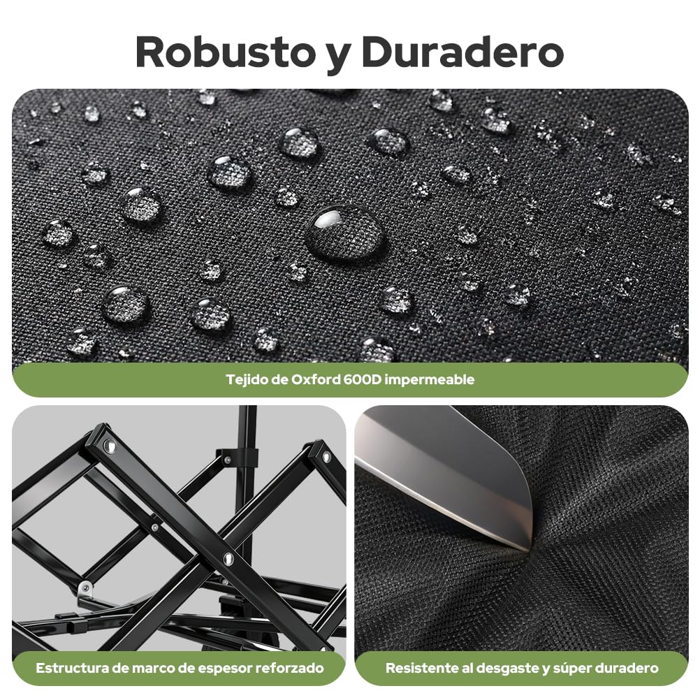 SLIDBEAT 120KG Carro Plegable, Montaje Rápido, Carrito Transporte con 4 Ruedas Todo Terreno 360° Desmontables, Mango Ajustable, para Supermercado Jardín Festivales Playa y Herramientas