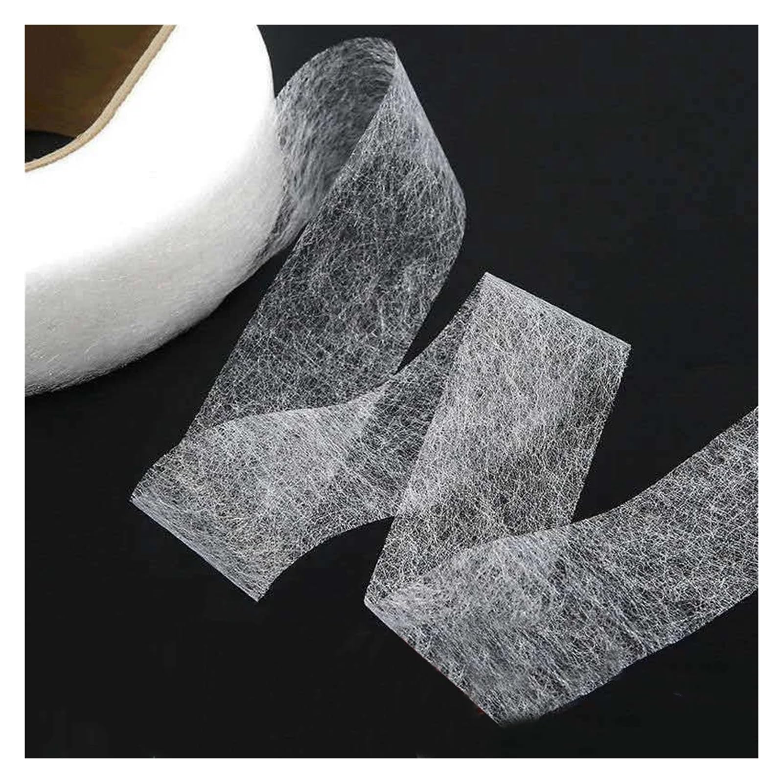 Klebeband zum Säumen, 50 Meter/Rolle, doppelseitiges, selbstklebendes Vliesstoff-Einlagestoff-Stoff, for Aufbügeln, DIY, Nähen, Basteln, Saumband(Black,2cm)