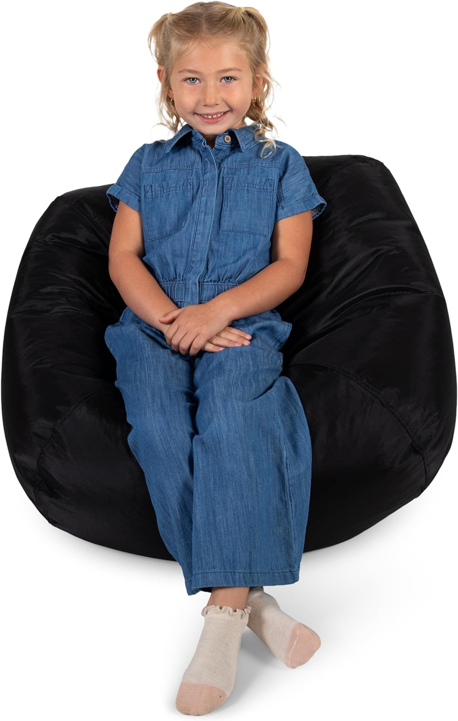 Big Joe Classic Bean Bag Chair, Stretch Black Smartmax, 2ft Round