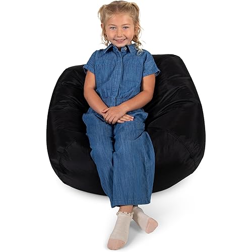 Big Joe Classic Bean Bag Chair, Black Smartmax, Durable Polyester Nylon Blend, 2 feet Round