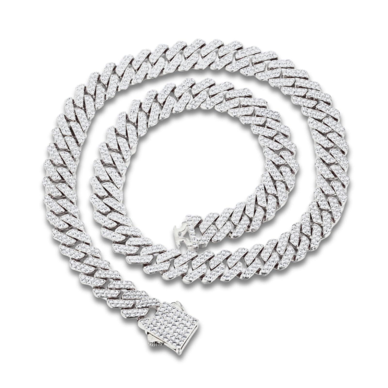Collar de eslabones cubanos de platino con diamantes hechos a mano para adolescentes 8