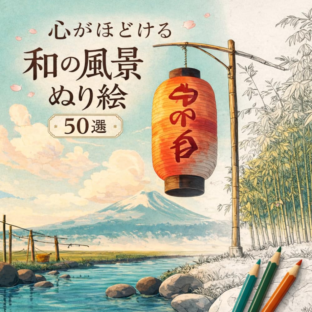 心がほどける 和の風景ぬり絵 50選: 大人のためのリラックスとセルフヒーリング 心を癒す和の風景カラーリングブック