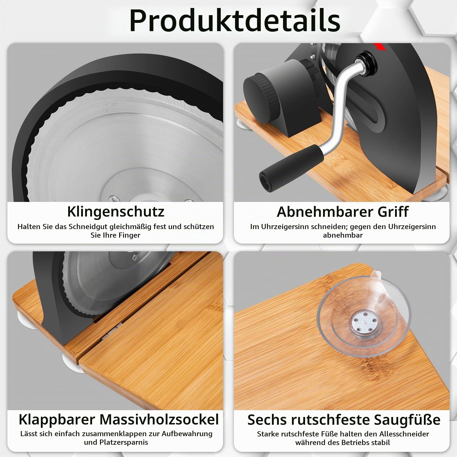 Brotschneidemaschine manuell, Edelstahl 304 Allesschneider Mit Skala & Saugnäpfen, Einstellbare Dicke Gleichmäßige Scheiben, scharfe Klinge, Schnittstärke 0-20 mm für Käse,Brot und Gemüse