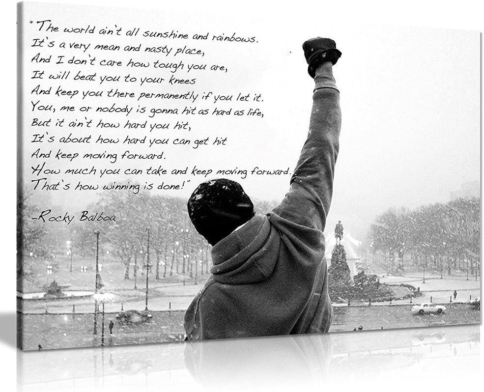 Panther Print, Canvas Wall Art, Quality Rocky Picture Prints for Walls, Framed Art, Gym Decor, Inspirational Quotes & Motivational Art Print, Rocky Hope Quote, Print for Special Occasions (18x12 Inch)