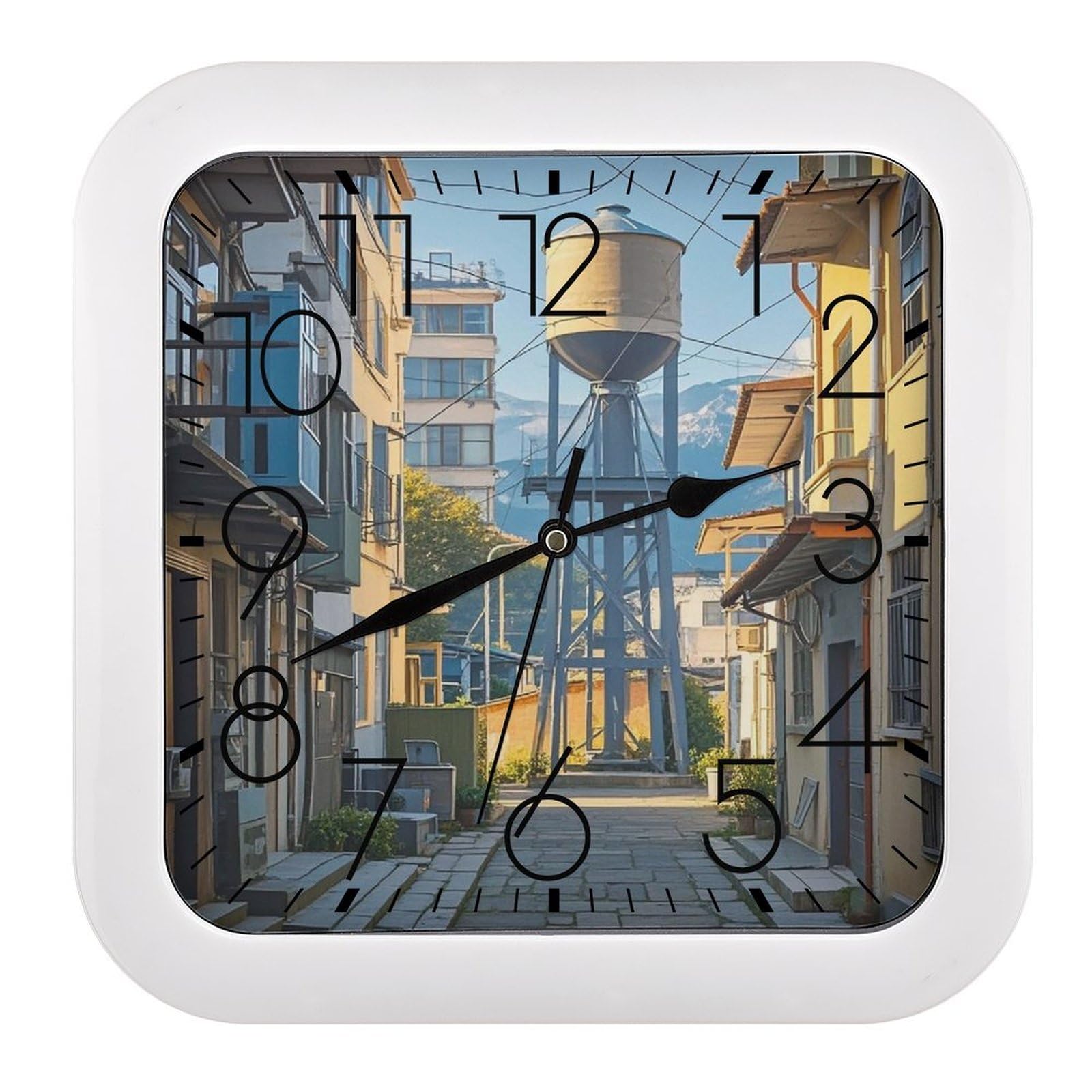 LZQPOEAS Alley Wall Clock Fashionable Versatile Silent Wall Clock Simple Elegant Non Ticking Analog Clocks Easy to Install Square Modern Clocks for Home Decoration