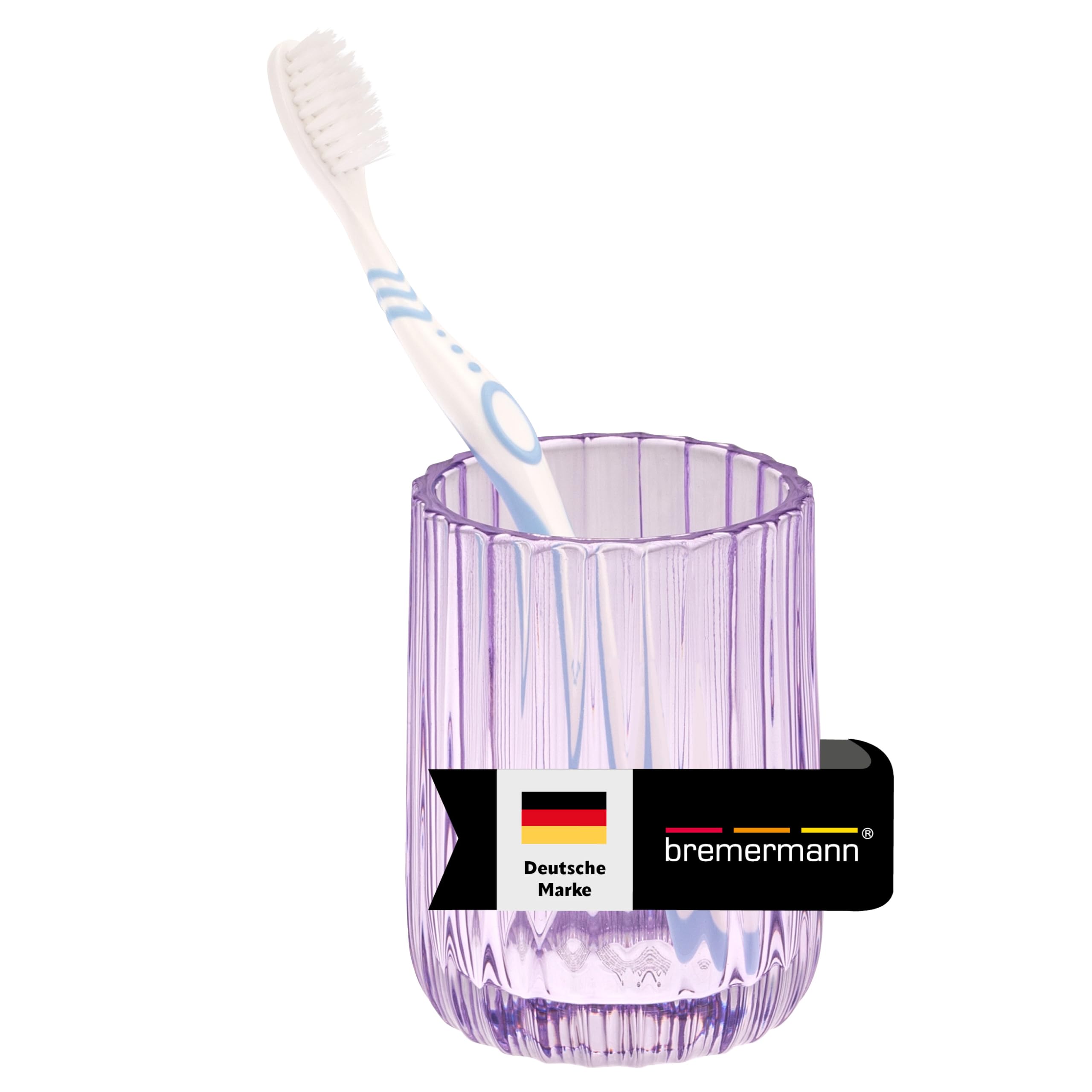 bremermann Zahnputzbecher aus Glas, Zahnbürstenhalter, Zahnputzglas (Lavendel)