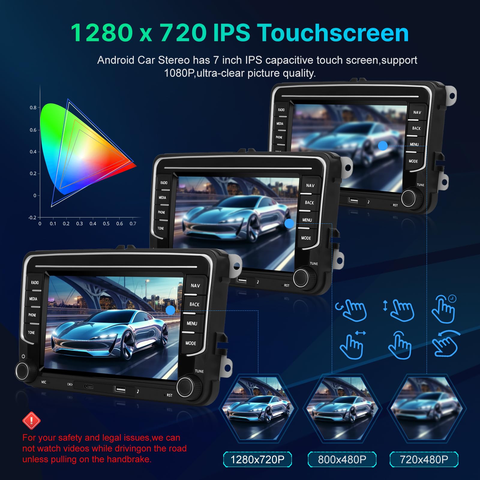 4GB+64GB VW Android Autoradio für Golf 7 Passat Tiguan Jetta Polo Beetle mit originalem 52-Pin VW Quadlock Anschluss, Drahtloses CarPlay Android Auto DSP GPS WiFi Rückfahrkamera