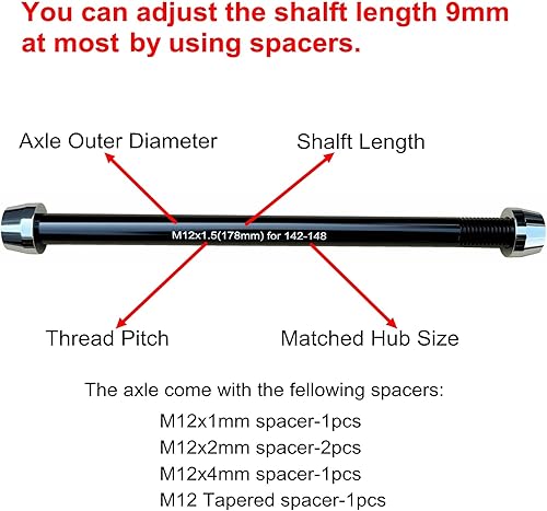 Miniatura 3 de Adaptador de eje pasante de bicicleta para Kinetic Saris CycleOps Elite TacX para entrenadores de interior de 0.472in, eje de 1.01.51.75 paso de