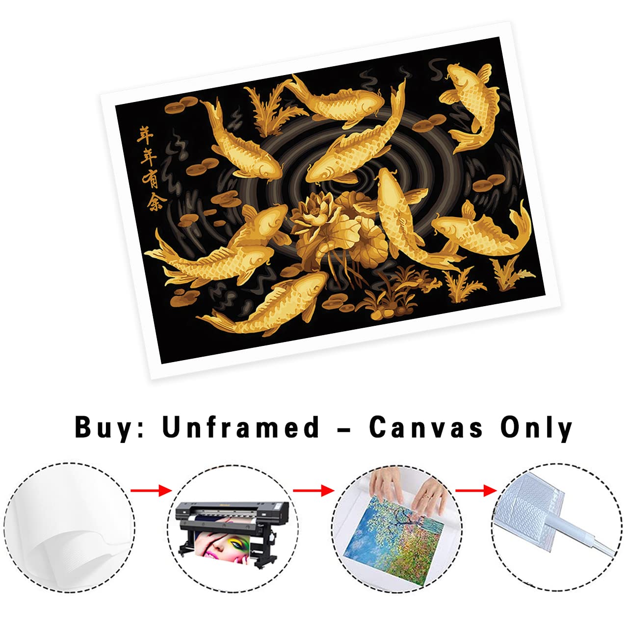Amazon.com: HPUXSYIO Lucky Gold Nine Koi Fish Animal Painting Wall