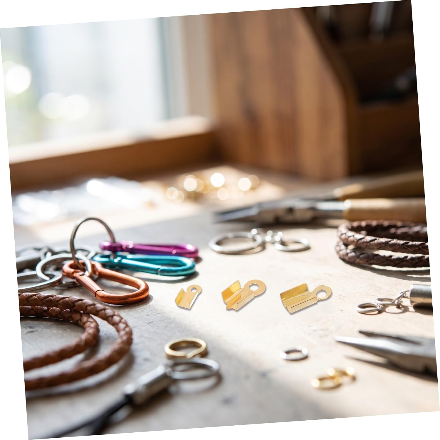 Metal Fold Over Cord Ends for Leathercrafters 300pcs