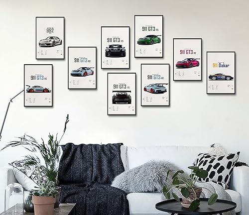Miniatura 4 de dazongweihan 9 pósteres de súper auto para habitación de niños, arte de pared de automóvil de carreras para hombres y hombres, decoración de pared