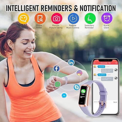 Miniatura 6 de Rastreador de actividad física con frecuencia cardíaca 247, monitor de sueño de oxígeno en sangre y frecuencia cardíaca, pantalla táctil AMOLED de