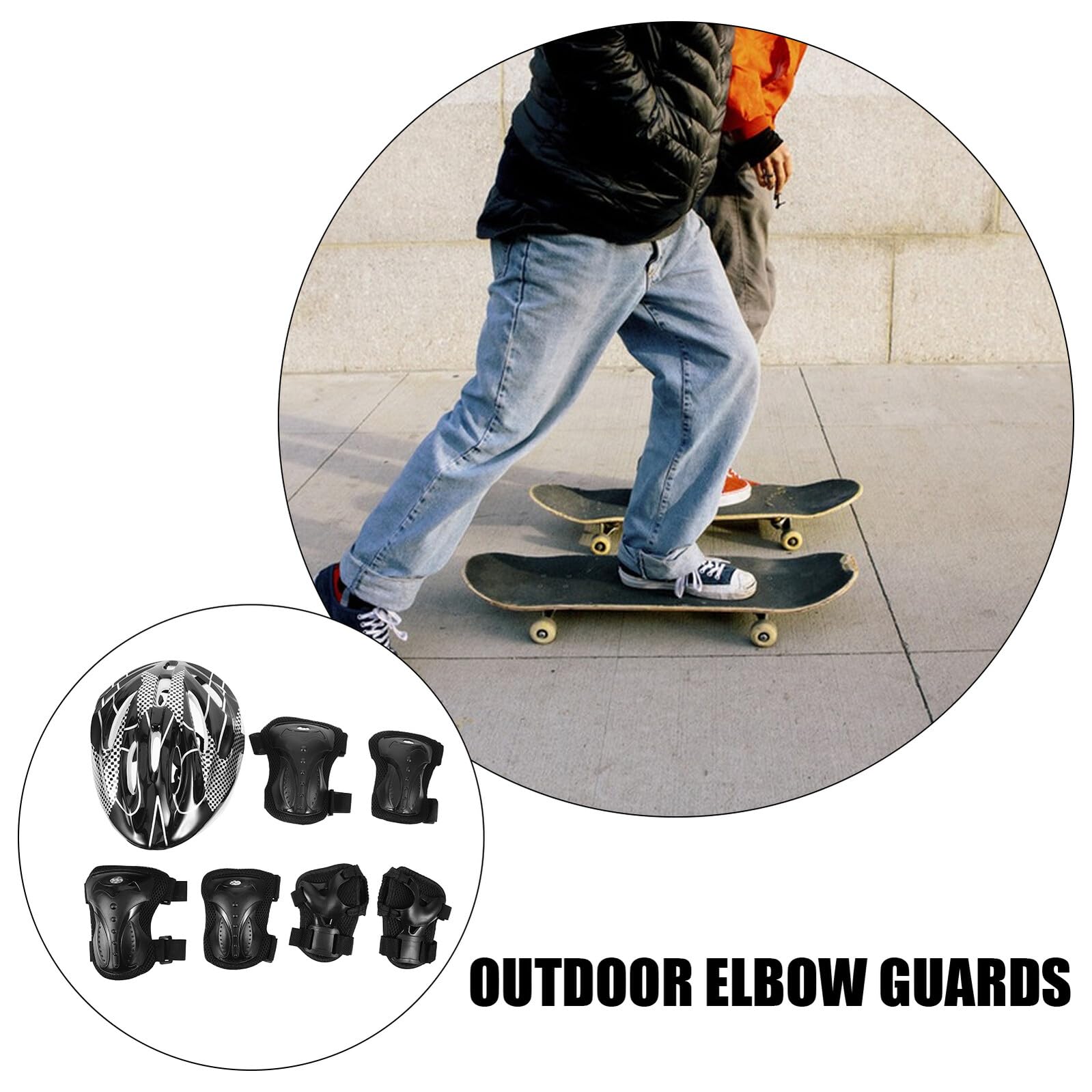 Kit Protection Adulte pour Skateboard Trottinette, Casque, Coudières | Plastique Coton, Pratique Confortable, 1 Paire, 1 Casque, Design, Hommes, Sport, Activités de Plein Air