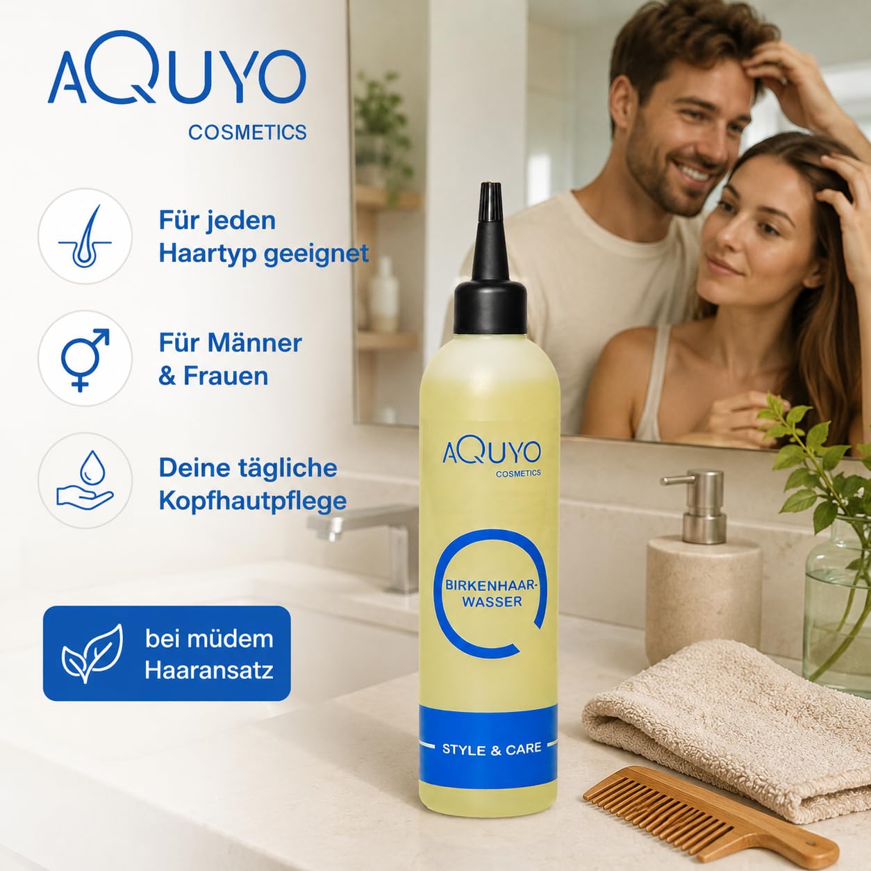 Birkenhaarwasser für trockene Haare und empfindliche Kopfhaut (3er Pack - 3x 200ml) | Birkenwasser gegen Schuppen und fettige Haare | Haarwasser zur Kopfhautpflege