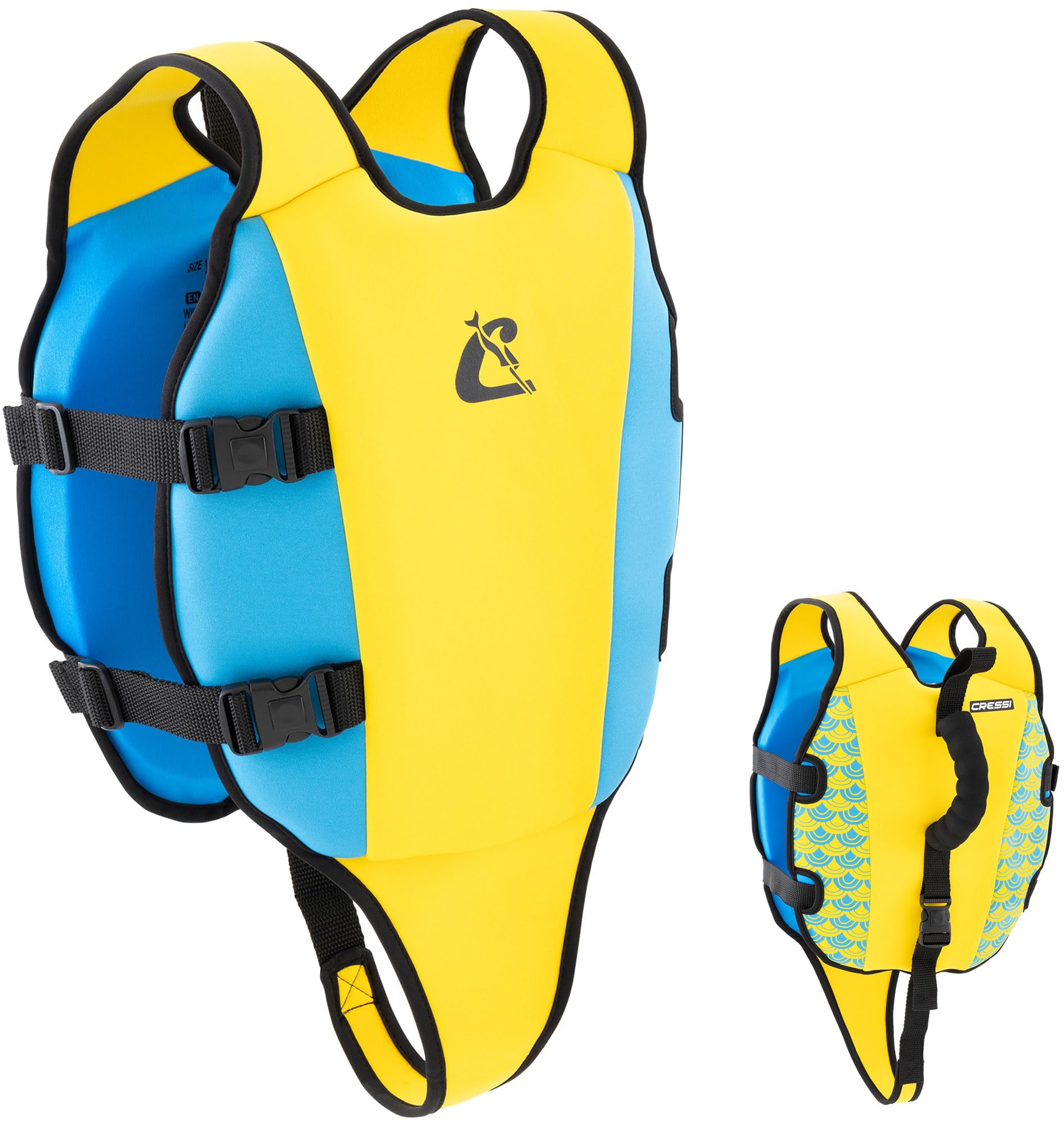 CRESSI Little Turtle Neoprene Swim Vest - Gilet de Natation pour Enfants Équipé de Deux Poignées - Une Aide Excellente pour Flotter et Garder l'Équilibre dans l'eau
