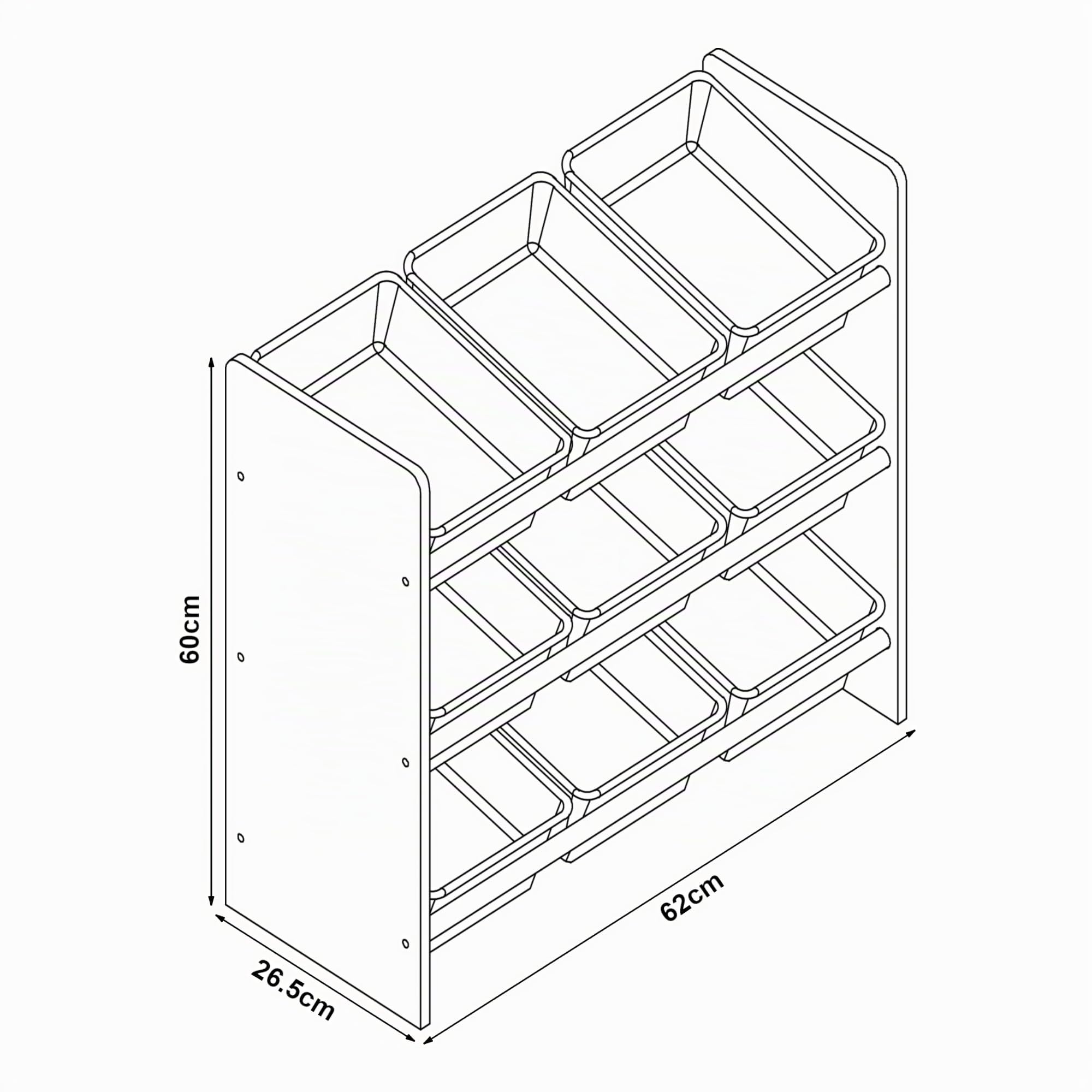 [en.casa] Étagère pour Enfant à 9 Bacs Ouverts Amovibles Meuble de Rangement Jouets à Motif Océan Panneau de Particules Plastique Métal 60 x 62 x 27 cm Blanc Rose Violet