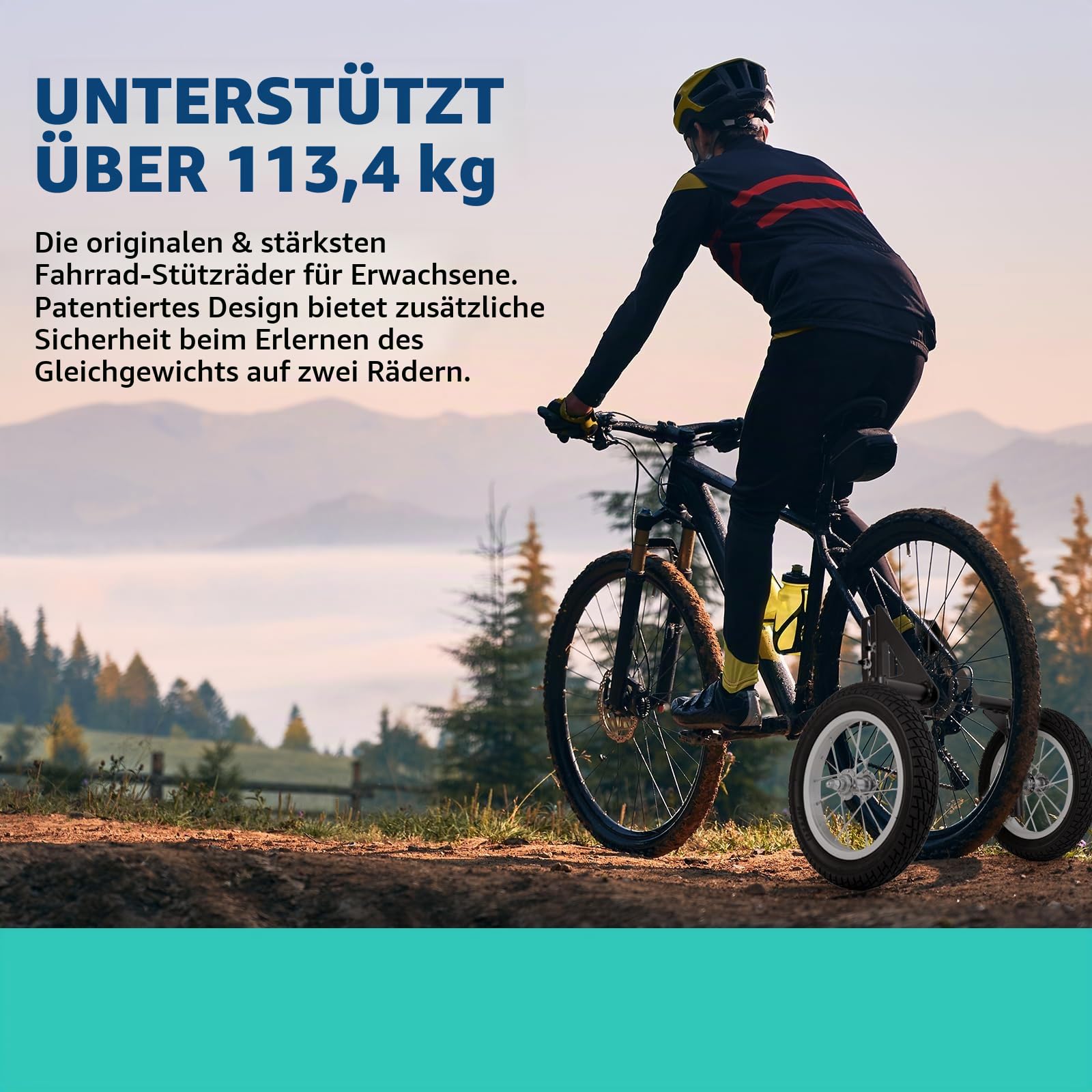 Moshay Stützräder aus Aluminiumlegierung, verstellbar, für Erwachsene, Stabilisatoren, passend für 61 bis 73,7 cm (24–29 Zoll)