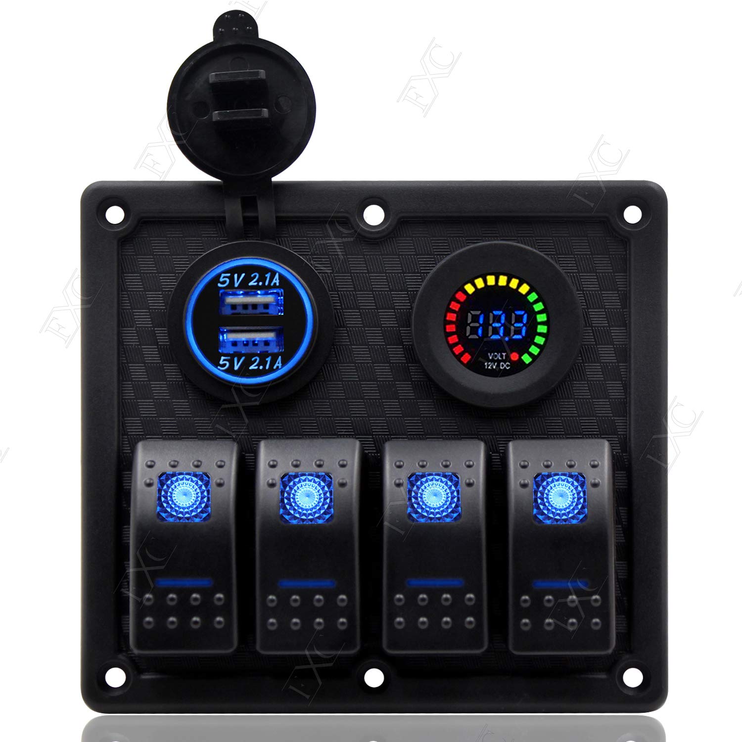 Parts & Accessories FXC 4 Gang Marine Boat Rocker Switch Panel 12V LED