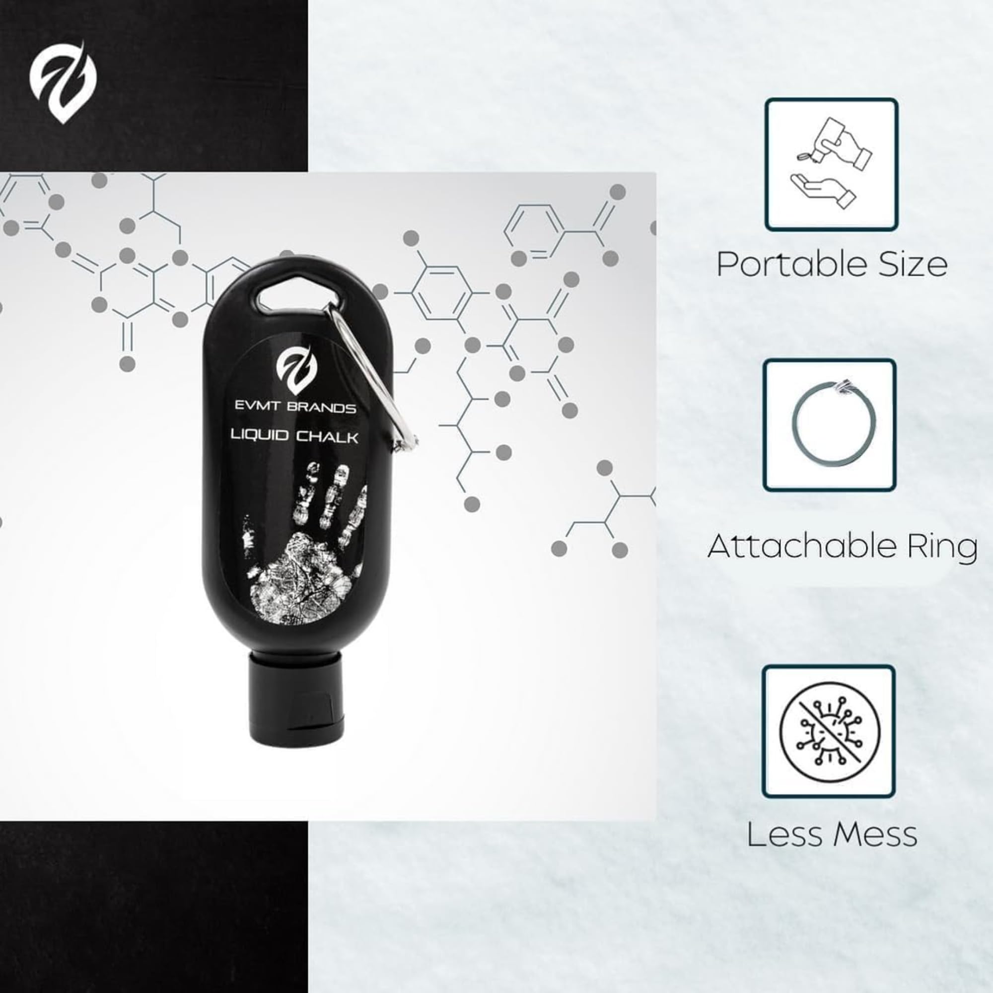 EVMT Brands Gesso Liquido e Magnesite Liquida Antiscivolo per Palestra, Sollevamento Pesi, Arrampicata, Ginnastica, Danza Resistente al Sudore per Presa Potente