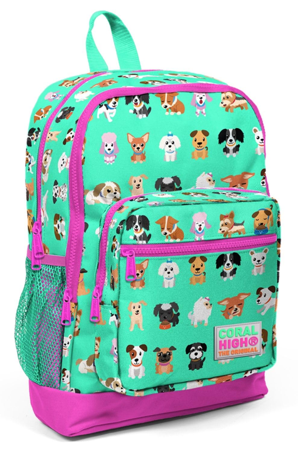 Coral High Kids Su Yeşili Köpek Desenli Dört Bölmeli Okul Sırt Çantası 23465