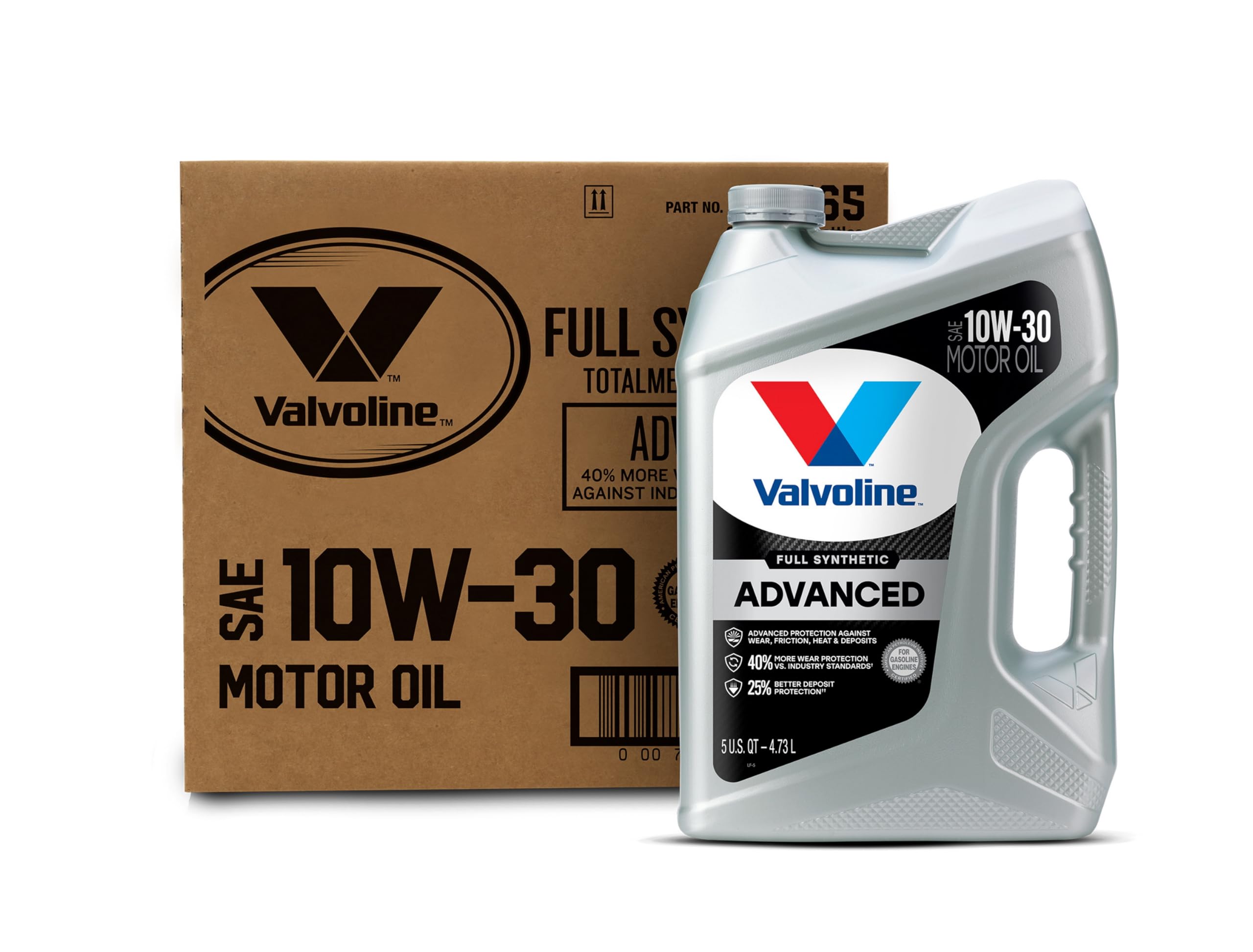 Valvoline Advanced Full Synthetic SAE 10W-30 Motor Oil 5 QT, Case of 3