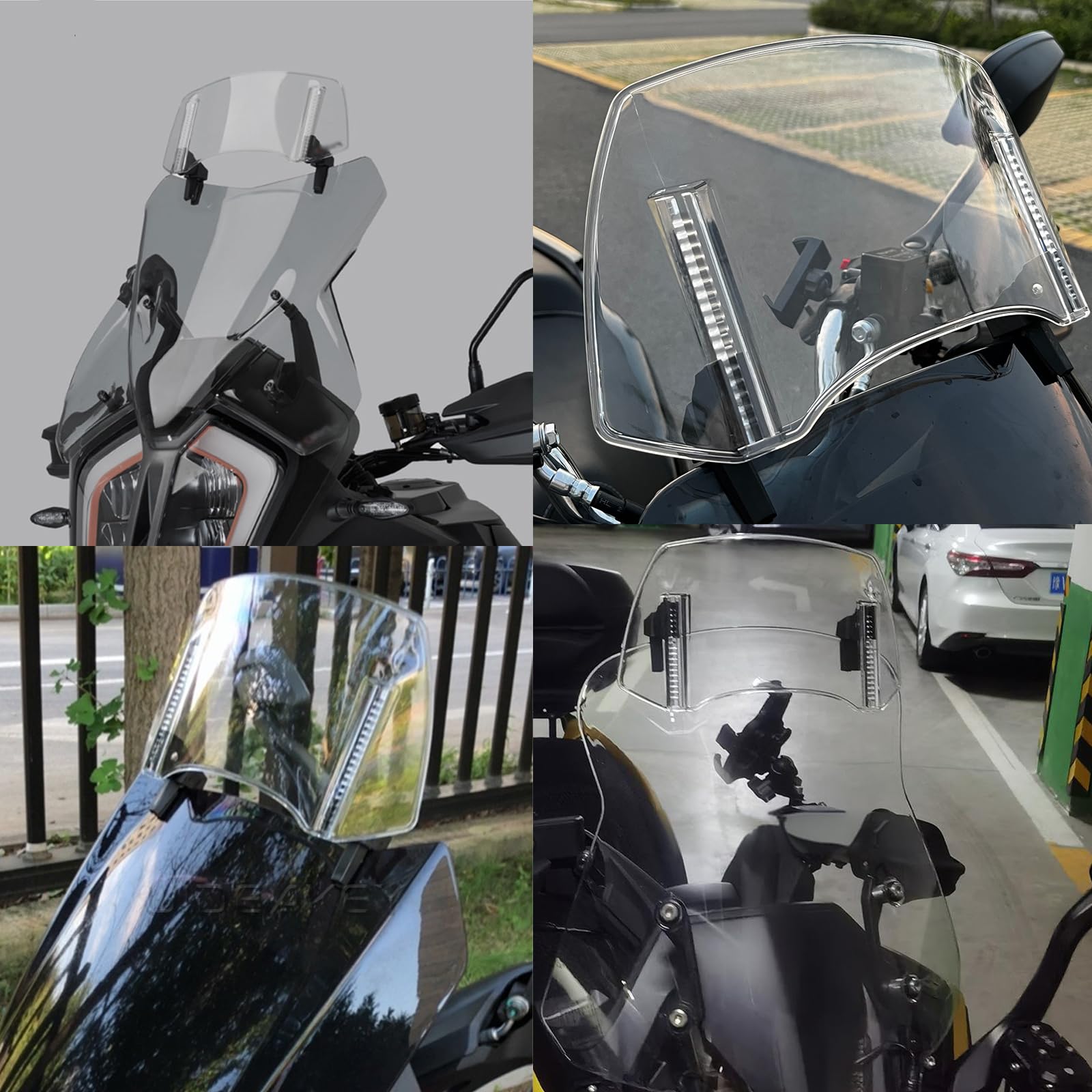 Parabrezza Moto per Yamaha Tracer 7 GT 7gt Tracer 7, Cupolino Parabrezza Moto Estensione del Parabrezza per Moto Moto Parabrezza Deflettori Deflettore Antivento per Moto,300mm-Gray