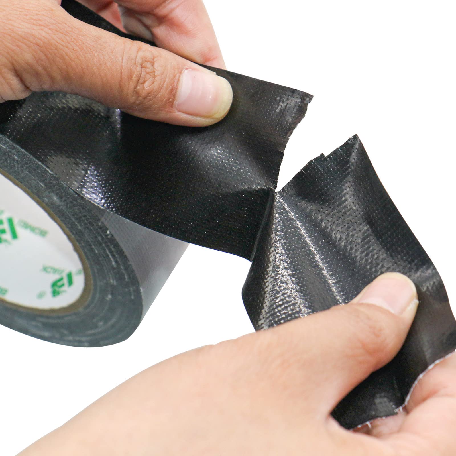 BOMEI PACK 12 rollos de cinta blindada negra tela adhesiva – 50 mm x 50 metros, fuerte adhesión – se puede rasgar a mano – tejido reforzado – Color: negro – Cinta de tela | Cinta de reparación