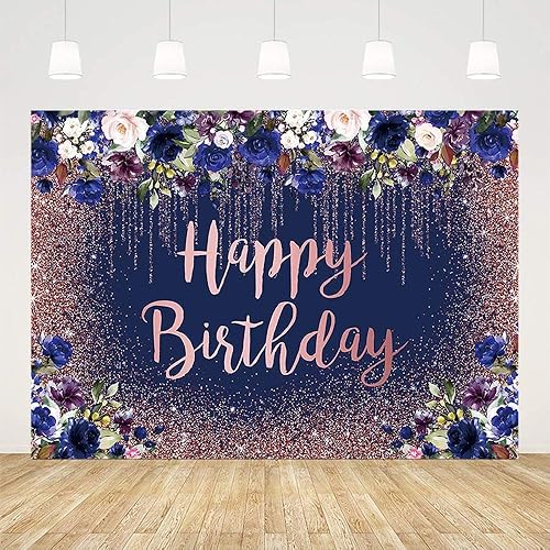 Miniatura 9 de SENDY Telón de fondo de cumpleaños de 8 x 6 pies, suministros para decoración de fiesta de cumpleaños para niña y mujer, color burdeos, rosa,