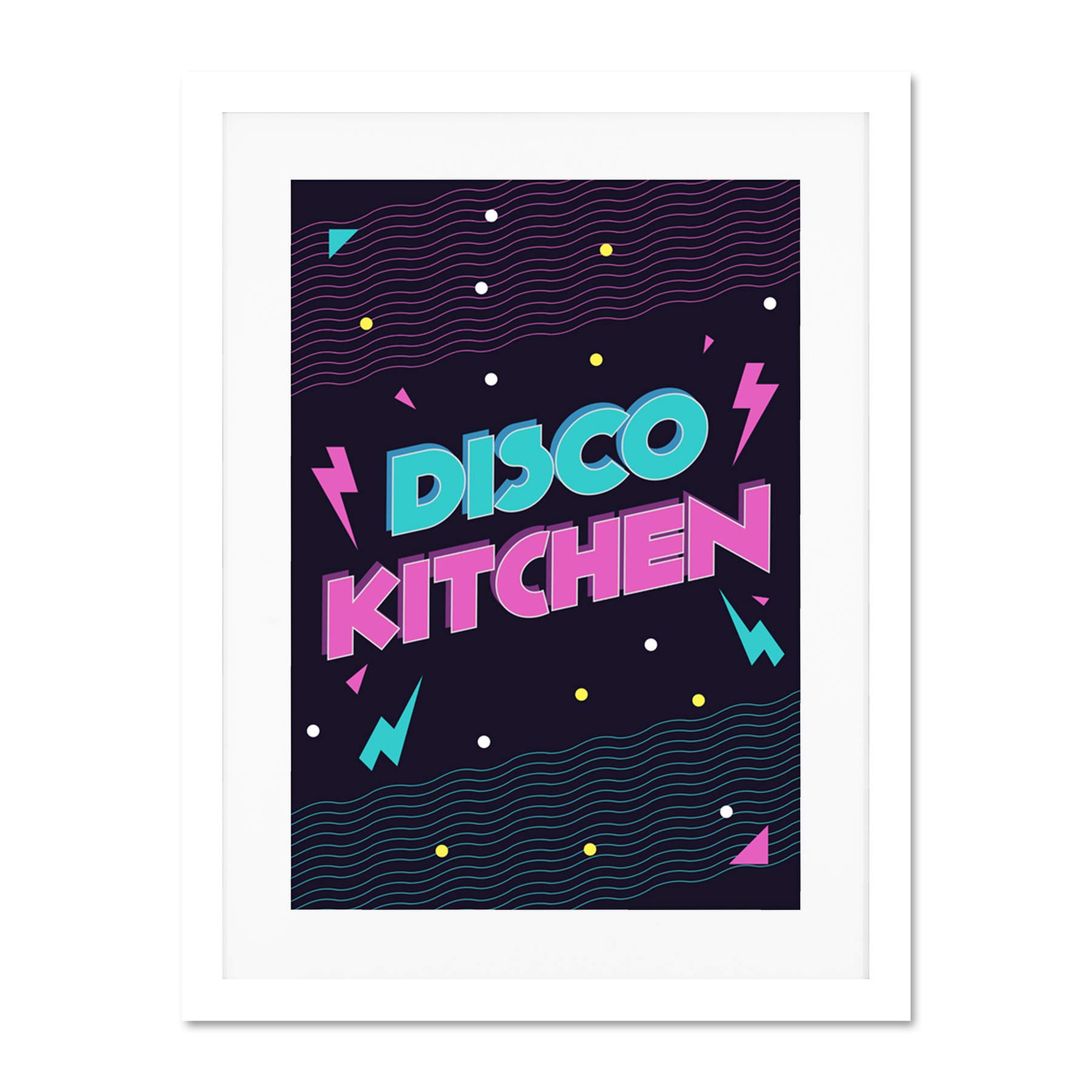 Wee Blue Coo Disco Kitchen 80s Large Framed Art Print Wall Poster 18x24 inch