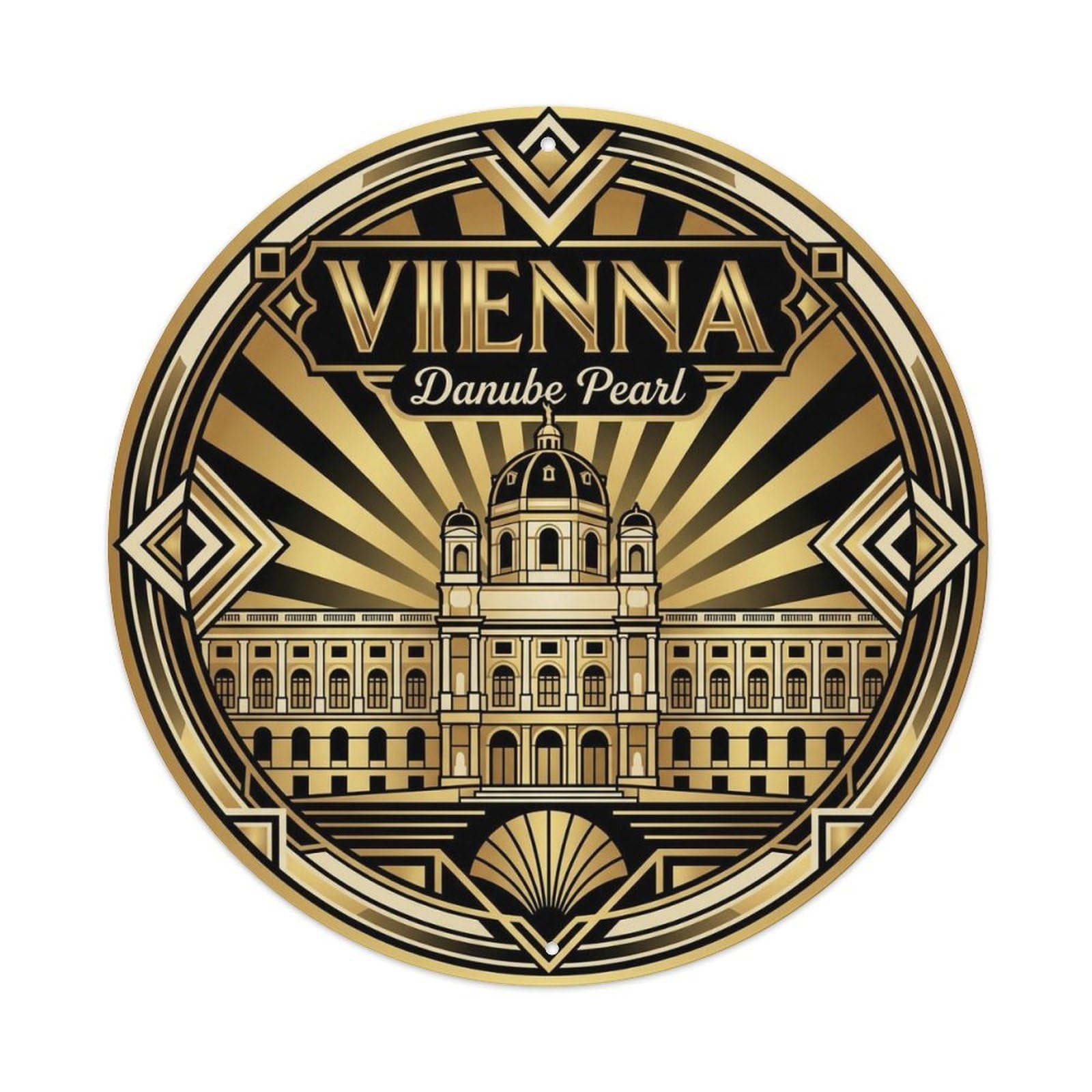 Yrnq 8X8inch Vintage Style Vintage Travel Vienna Austria Outing Metal Tin Sign